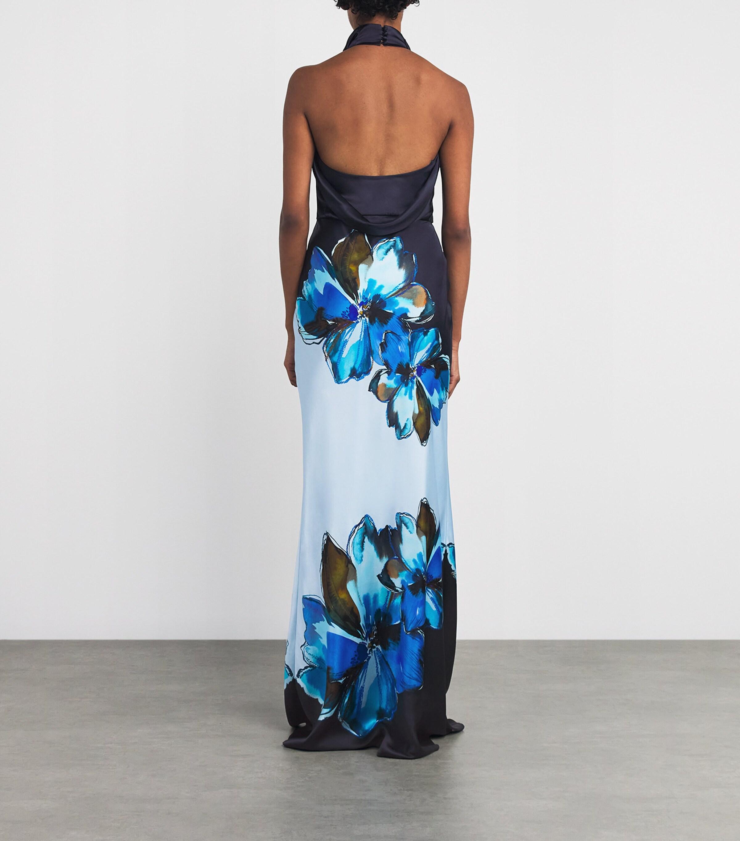 REBECCA VALLANCE★モダンシルク花柄ドレスCyran Maxi Dress REBECCA VALLANCE Cyran floral-print silk-satin halterneck