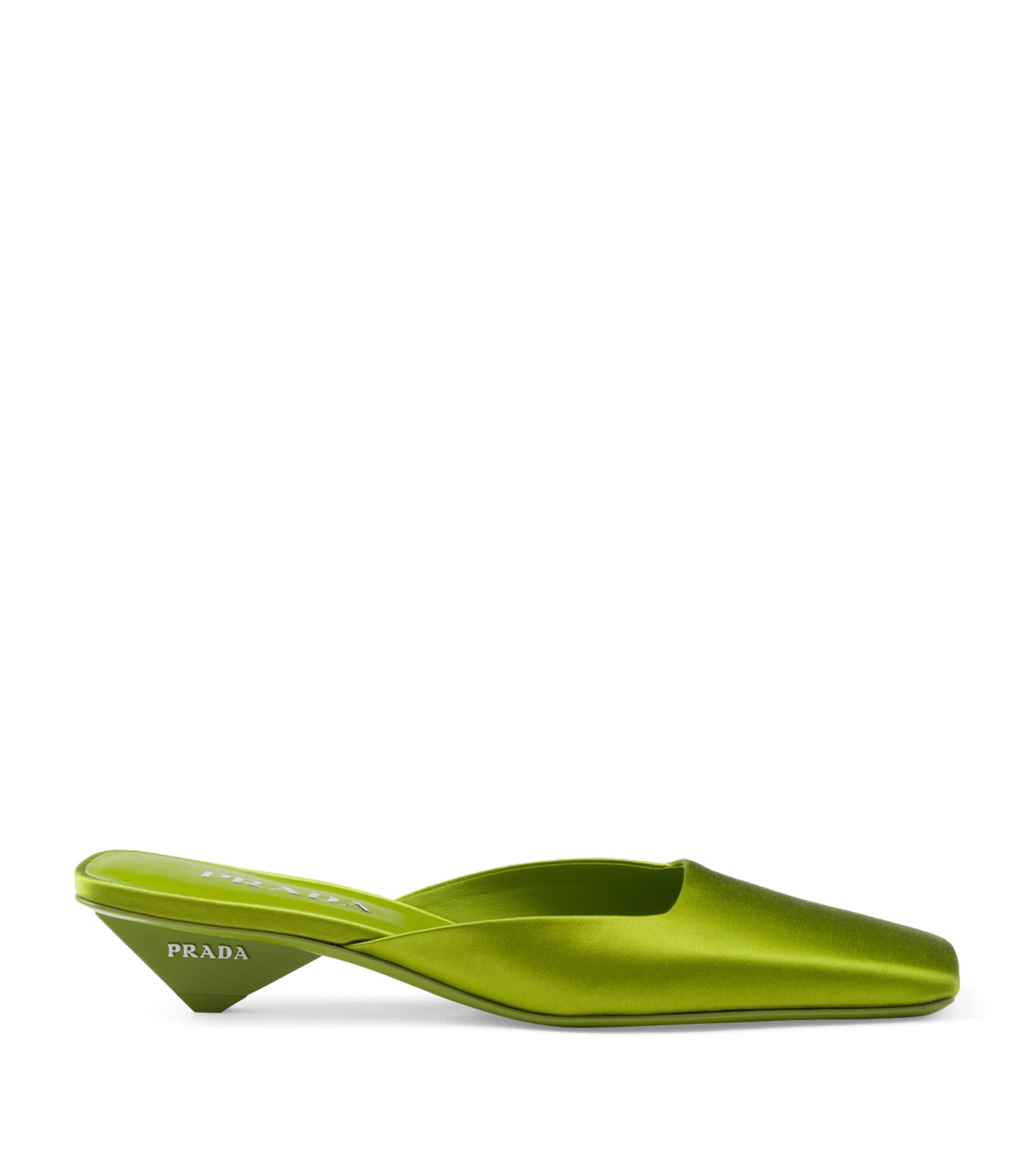 Prada Square-toe Satin Mules in Green | Lyst Canada