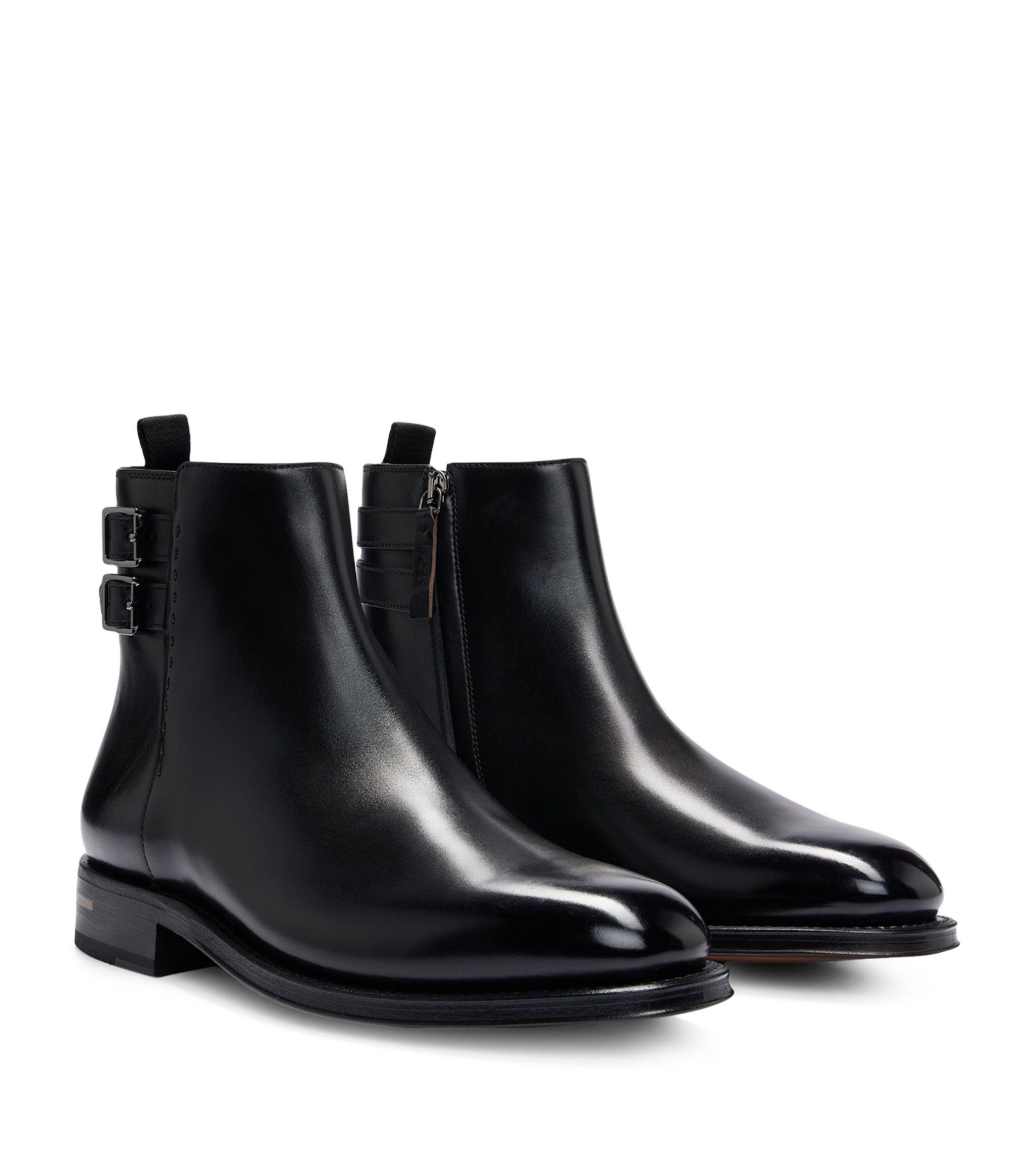 BOSS Leather Buckled Ankle Boots in Black for Men Lyst UK
