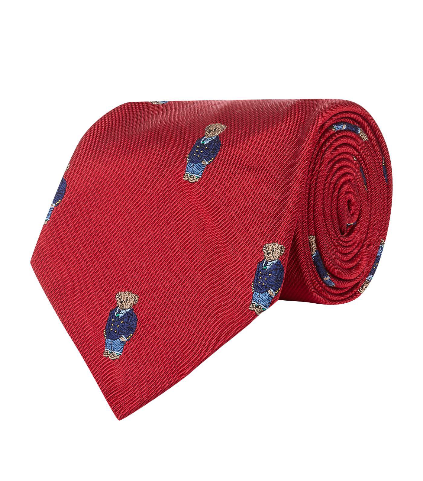 Polo Ralph Lauren Silk Polo Bear Print Tie in Red for Men | Lyst