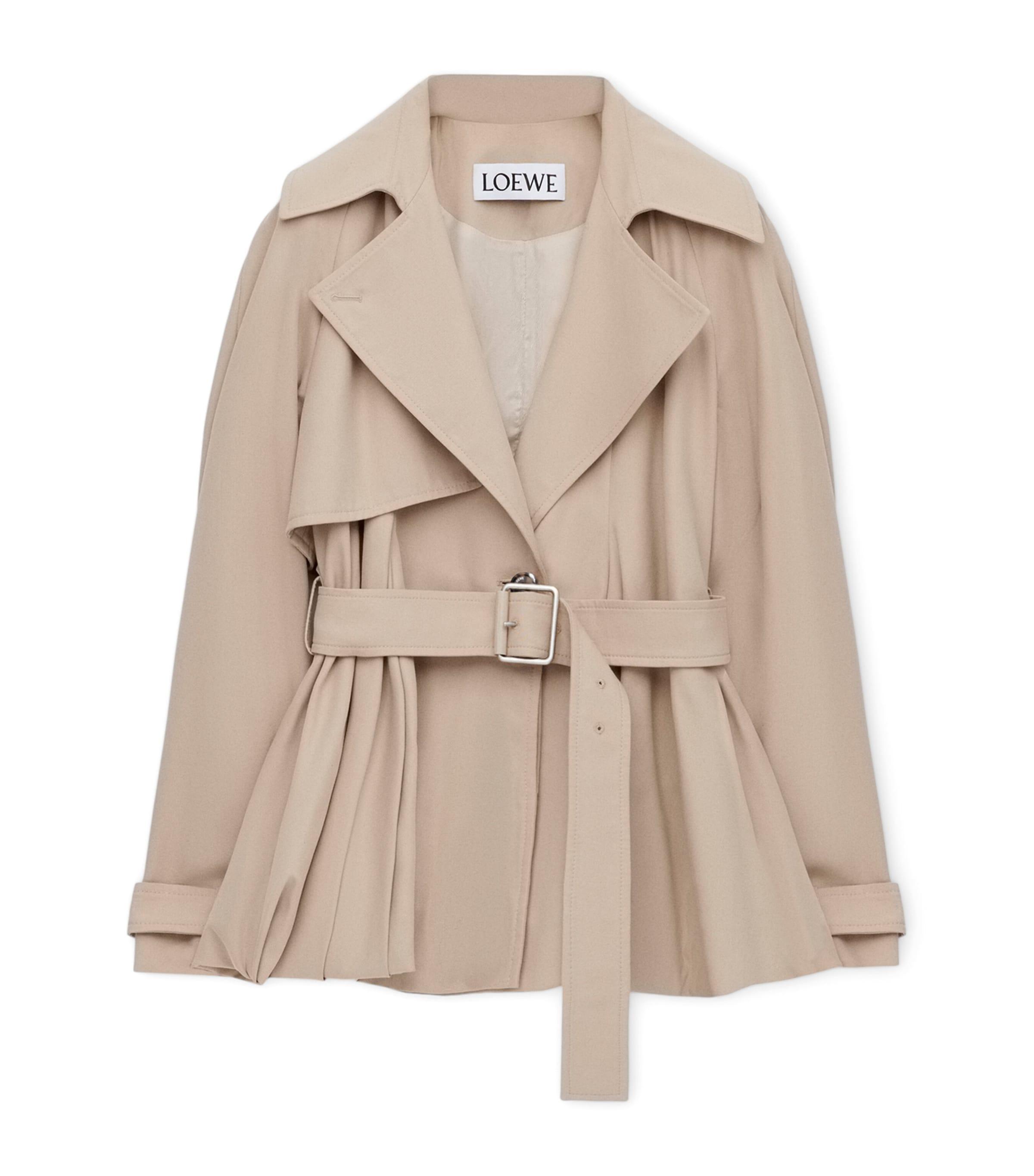 Loewe Cotton Belted Short Trench Coat in Natural | Lyst