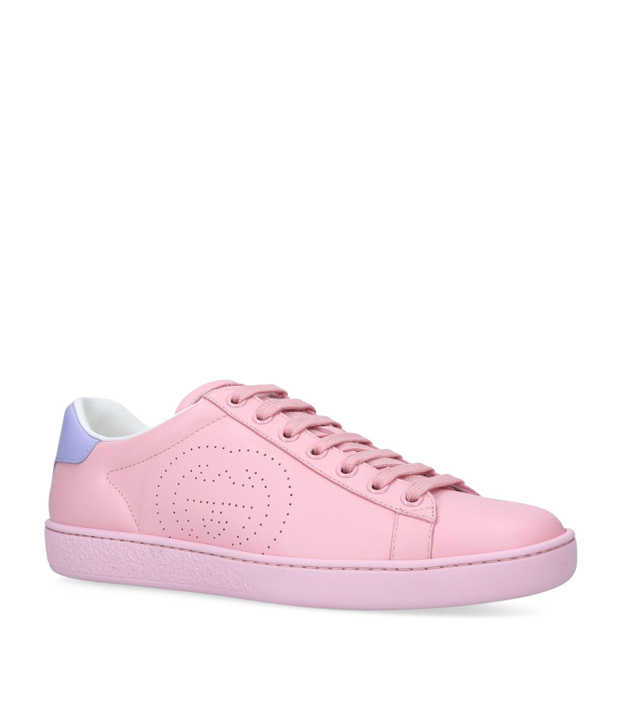 Ace Perforated Leather Trainers in Pink 