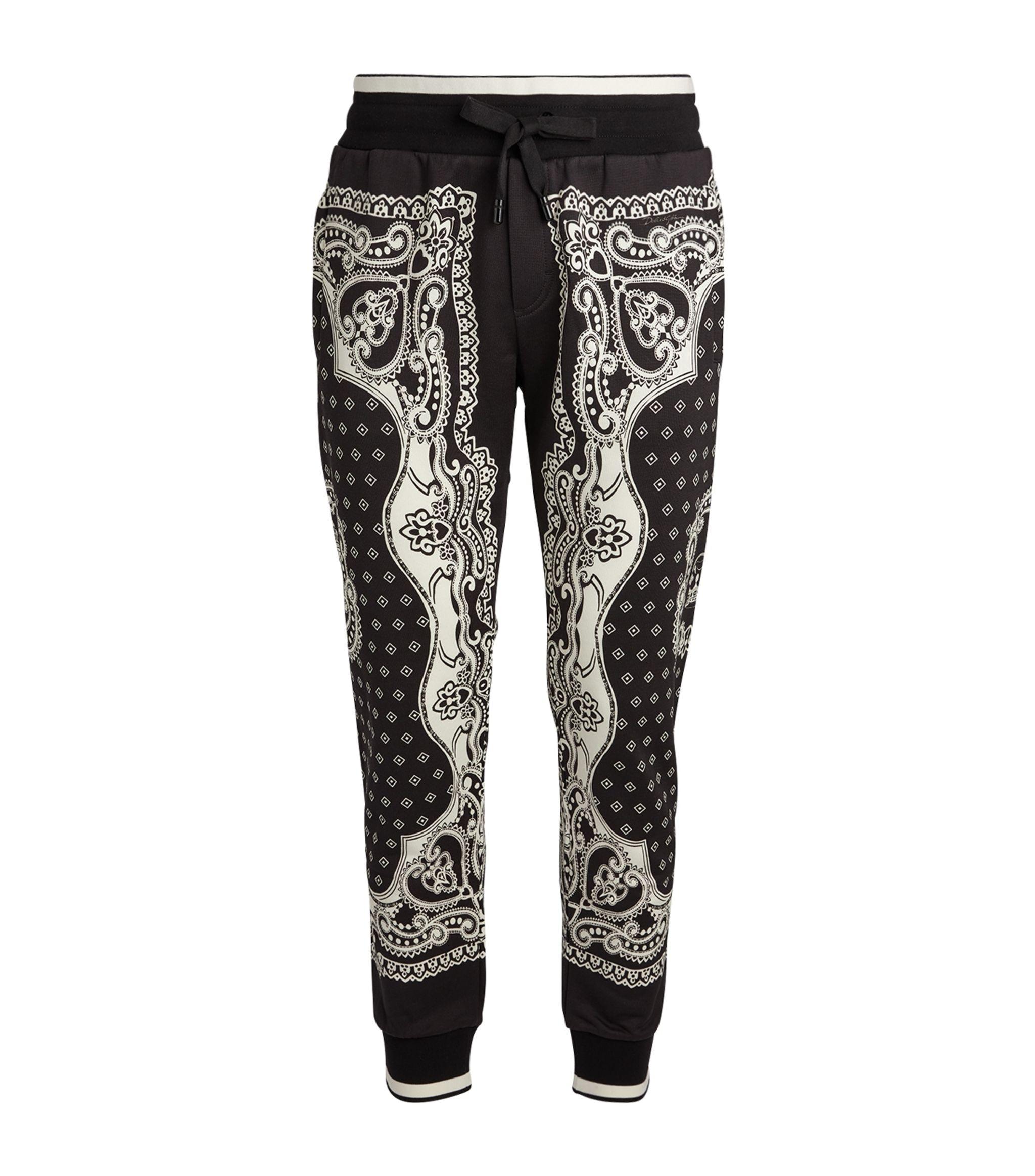 Dolce & Gabbana Cotton Bandana Print Sweatpants in Black for Men - Lyst