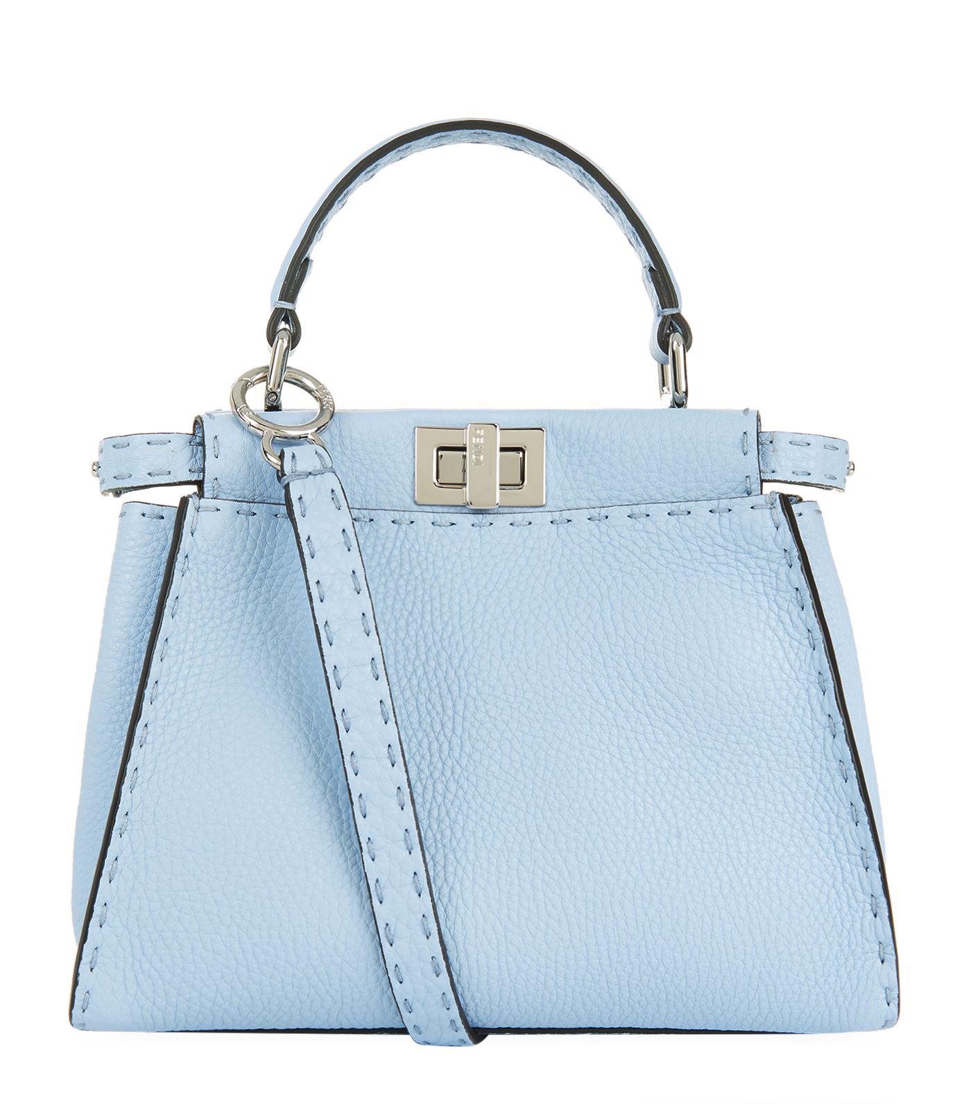Fendi Mini Peekaboo Selleria Shoulder Bag, Blue, One Size | Lyst