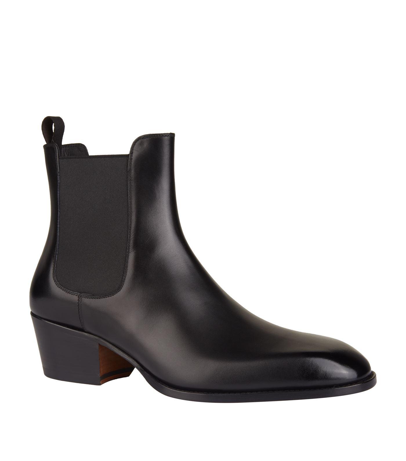Tom Ford Leather Cuban Heel Boots in Black for Men | Lyst