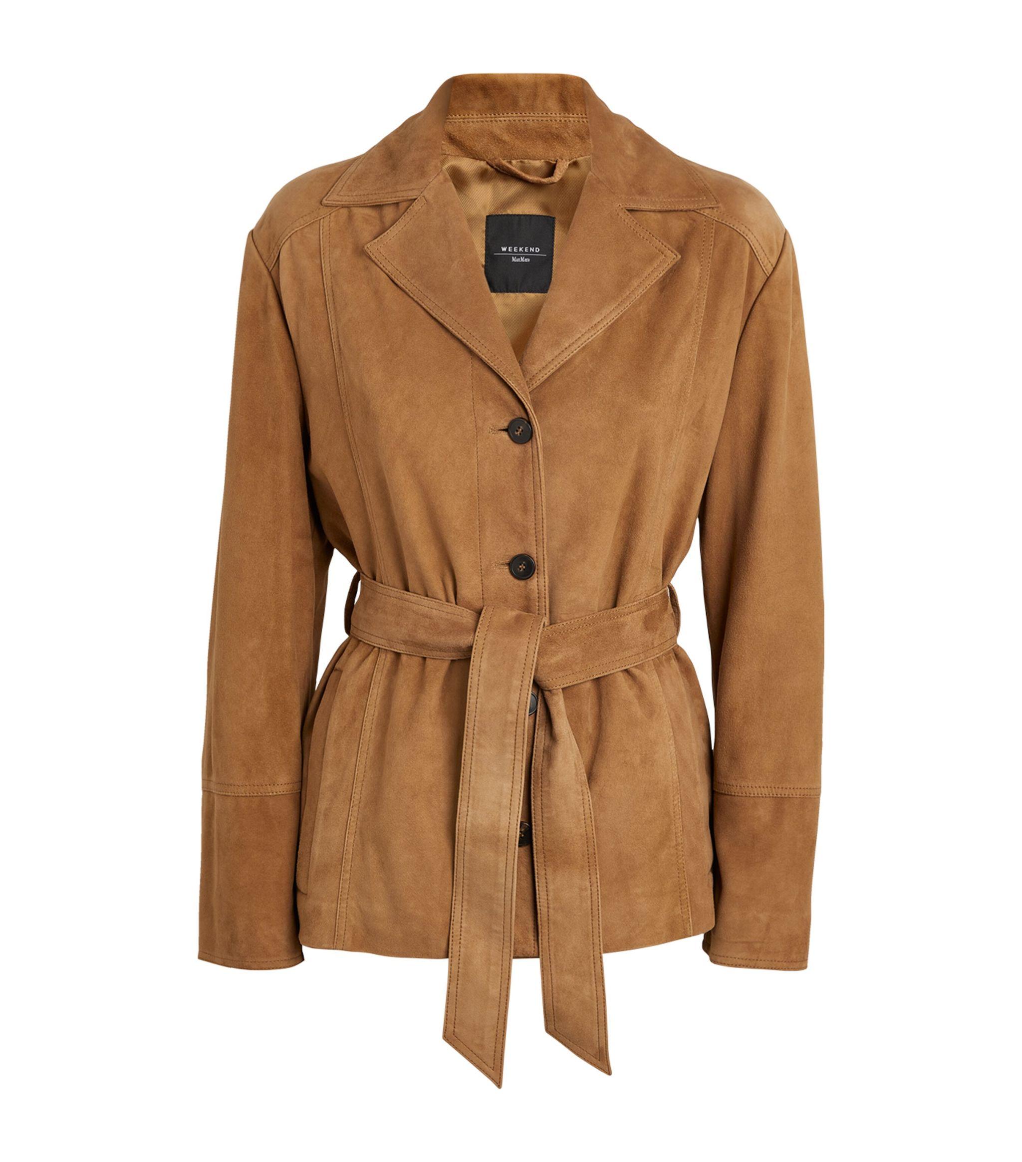 コート MAX MARA 'Artur' coat Brown Weekend Max Mara Artur Belted Button-Down Suede Jacket