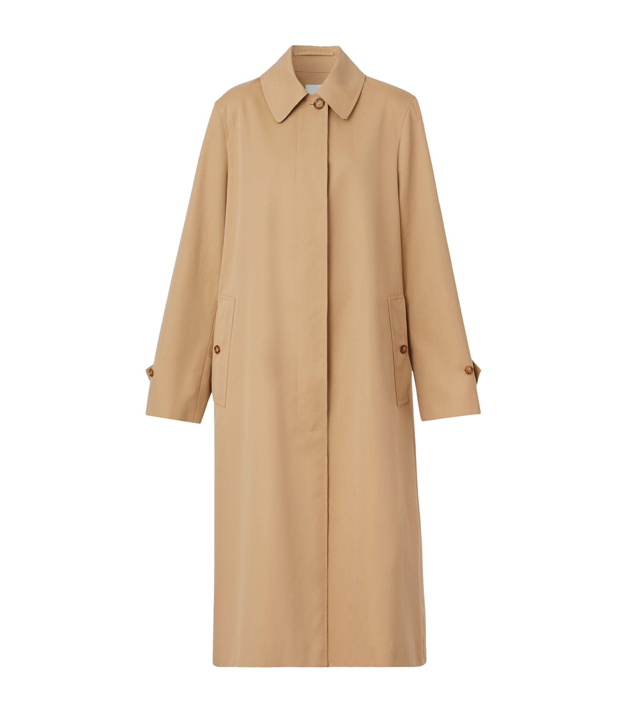 Burberry Cotton Gabardine Gathered Trench Coat in Natural | Lyst
