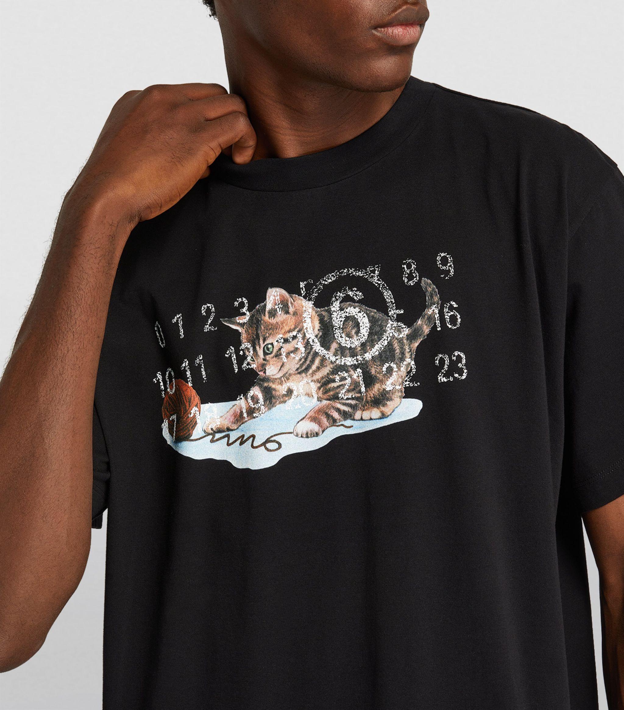 MM6 by Maison Margiela Numerical Kitty T-shirt in Black for Men | Lyst