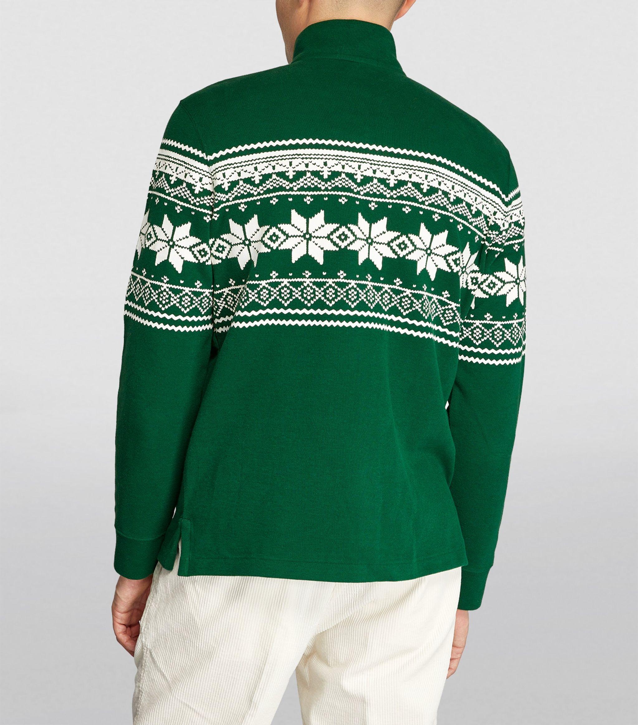 Weg Verspreiding melk wit Polo Ralph Lauren Snowflake Print Half-zip Sweater in Green for Men | Lyst