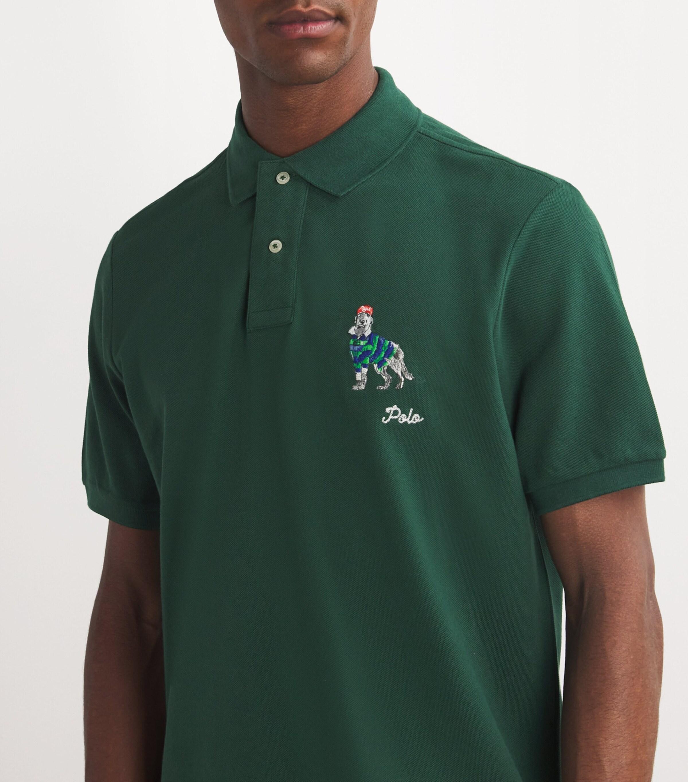 Polo Ralph Lauren Mesh Dog-Embroidered Polo Shirt in Green for Men
