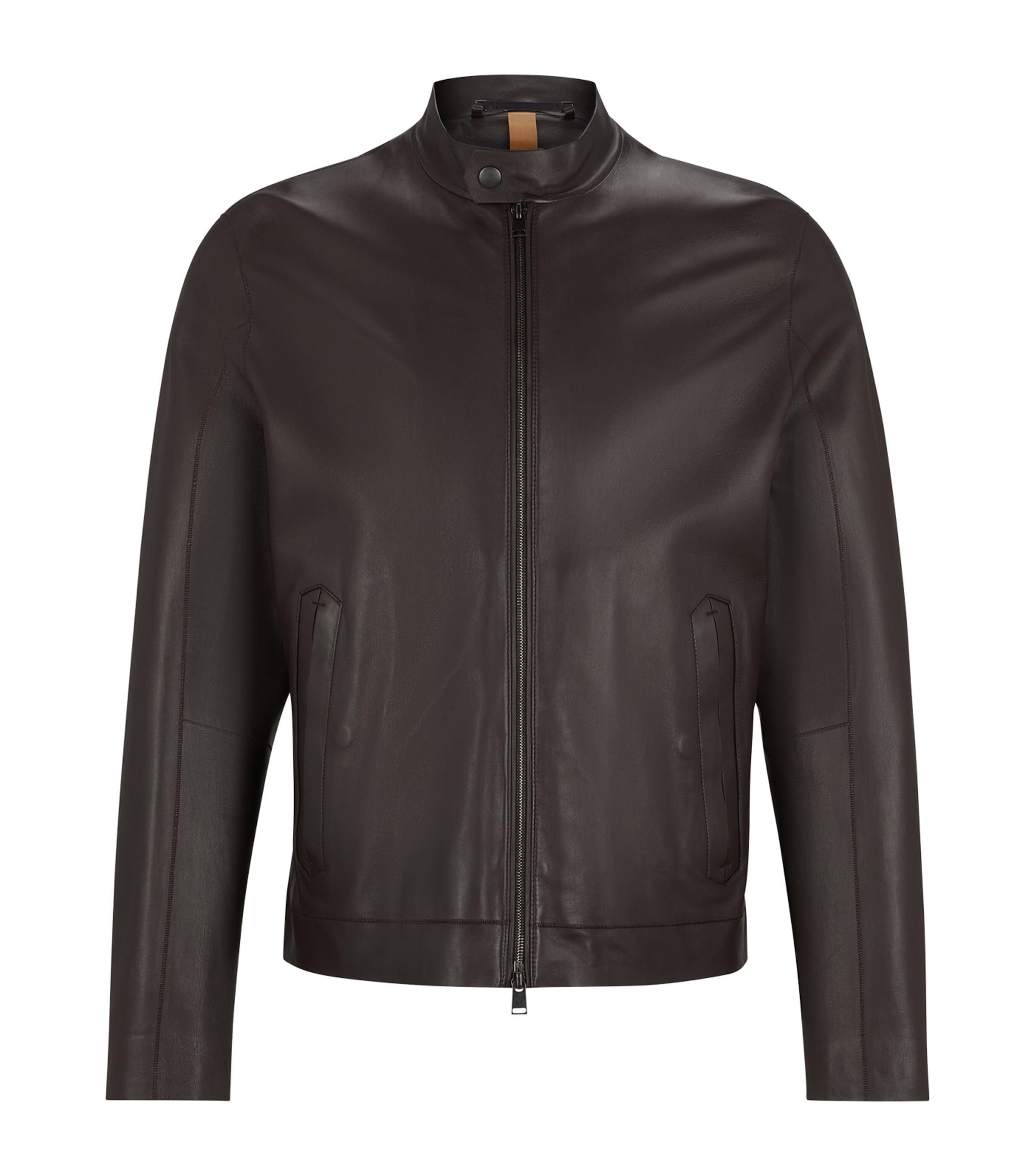 ジャケット・アウター BOSS Italian Lamb Nappa Leather BOSS Lamb Leather Jacket in Grey for Men | Lyst UK