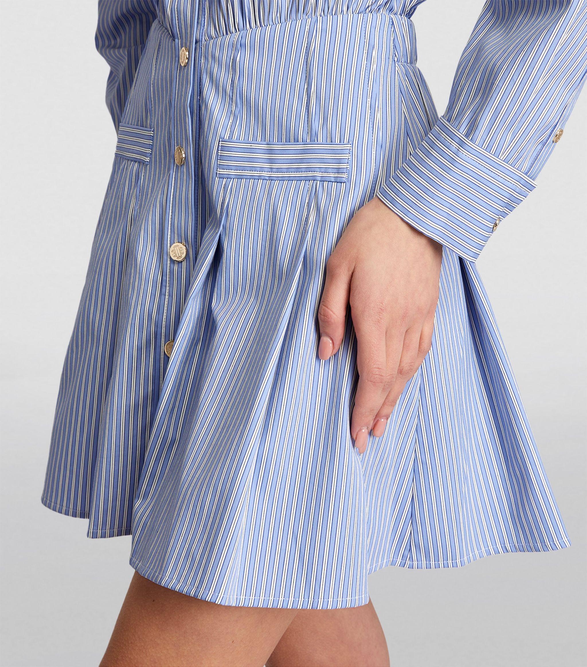 navy blue dress fashion nova Blue Stripe Cotton Mini Shirt Dress main image 1