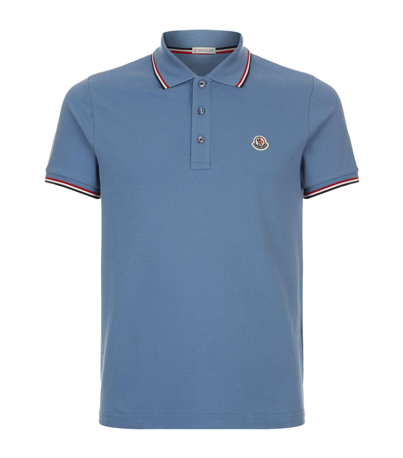 Moncler Cotton Short-sleeved Polo Shirt in Navy (Blue) for Men - Lyst
