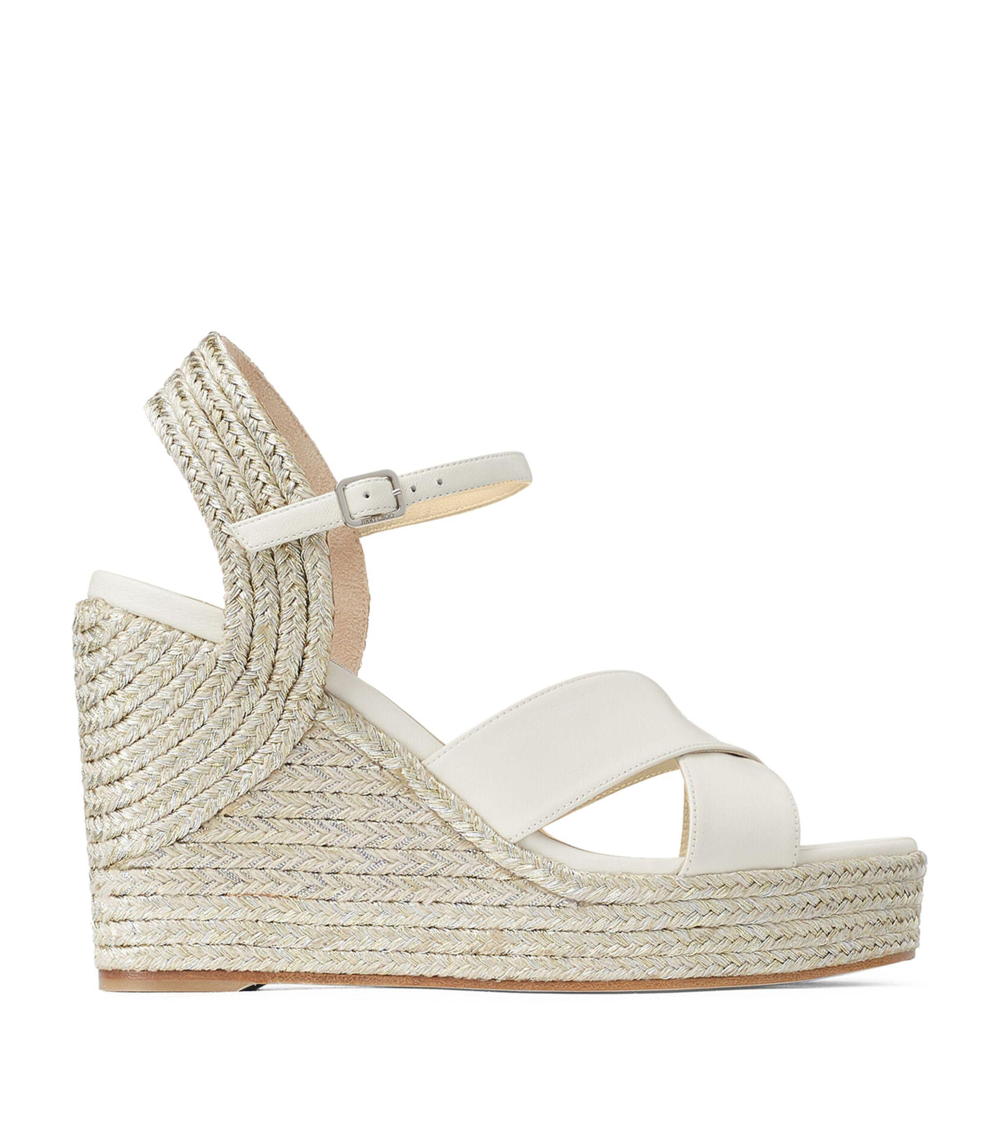 Jimmy Choo Dellena 100 Leather Espadrille Sandals in White - Lyst