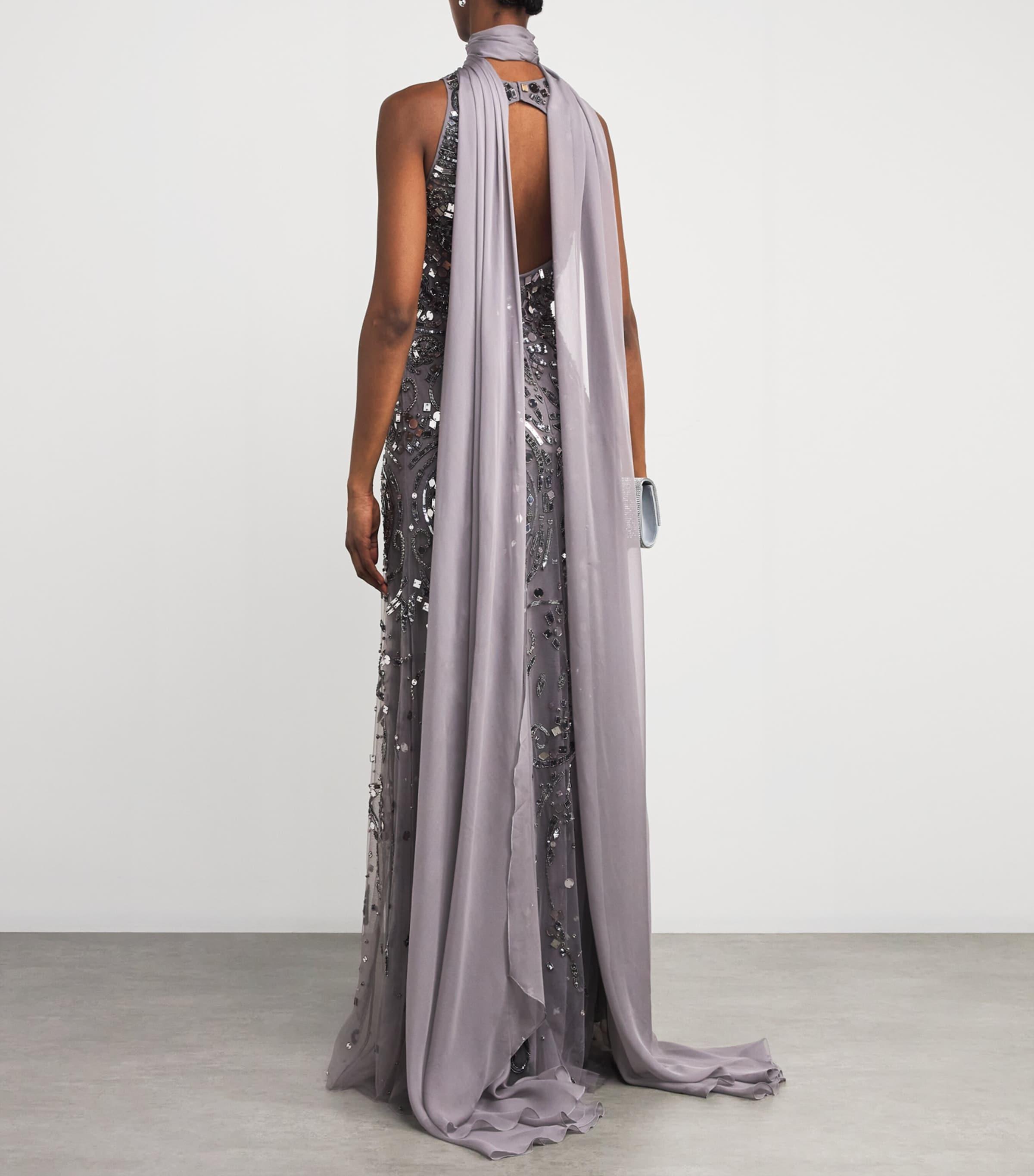 sachin and babi light blue dress Zuhair Murad Women's Heart Velvet & Chiffon Maxi Dress In Black