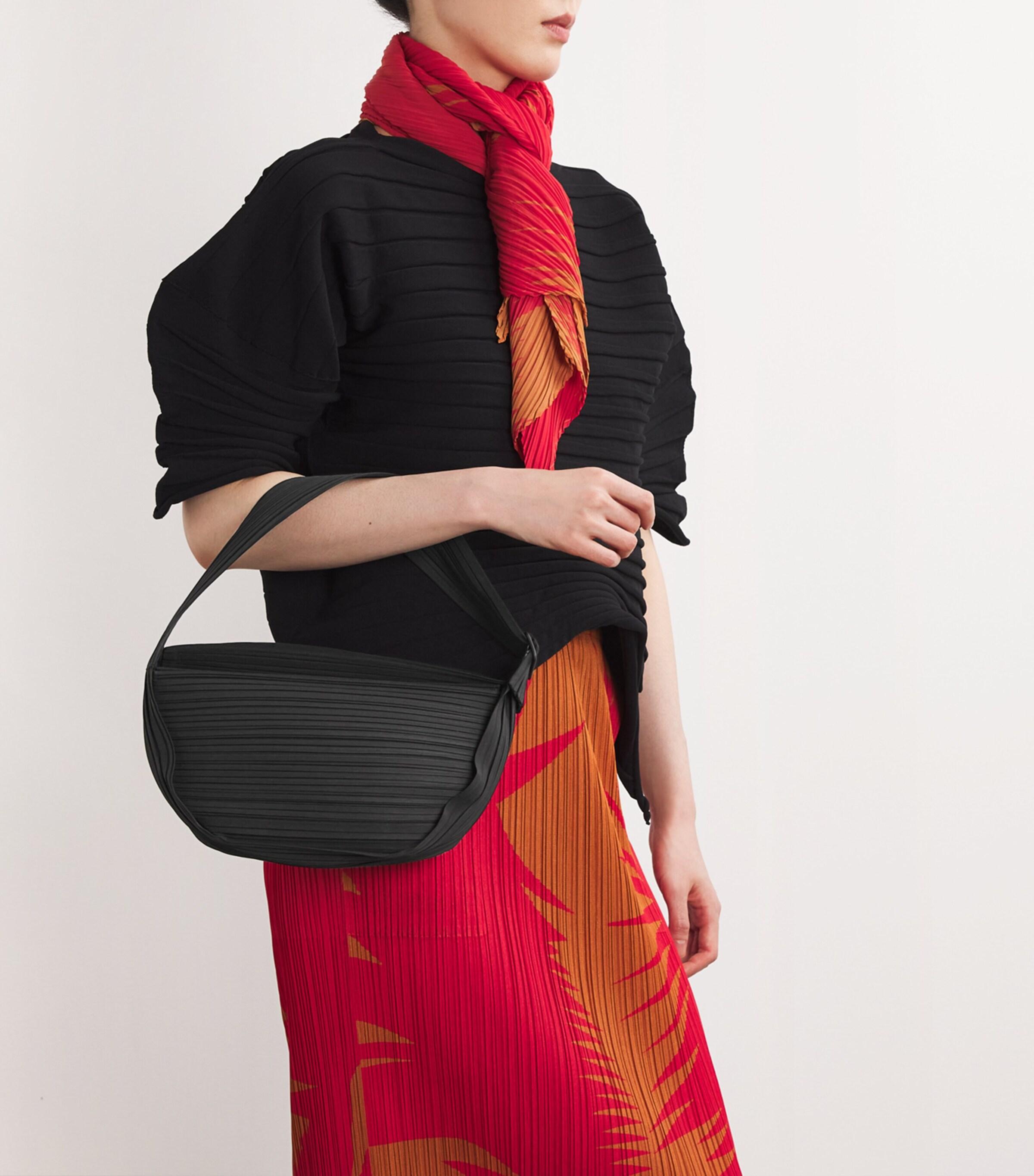 Pleats Please Issey Miyake Small Pleated Half Moon Shoulder Bag in 