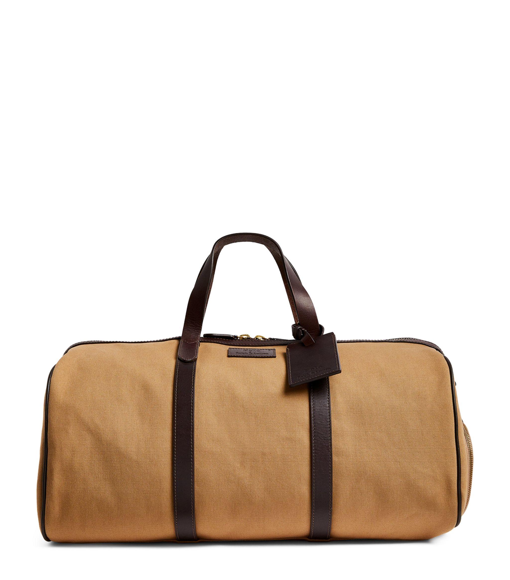 Polo Ralph Lauren Canvas Leather-trim Duffle Bag in Brown for Men | Lyst