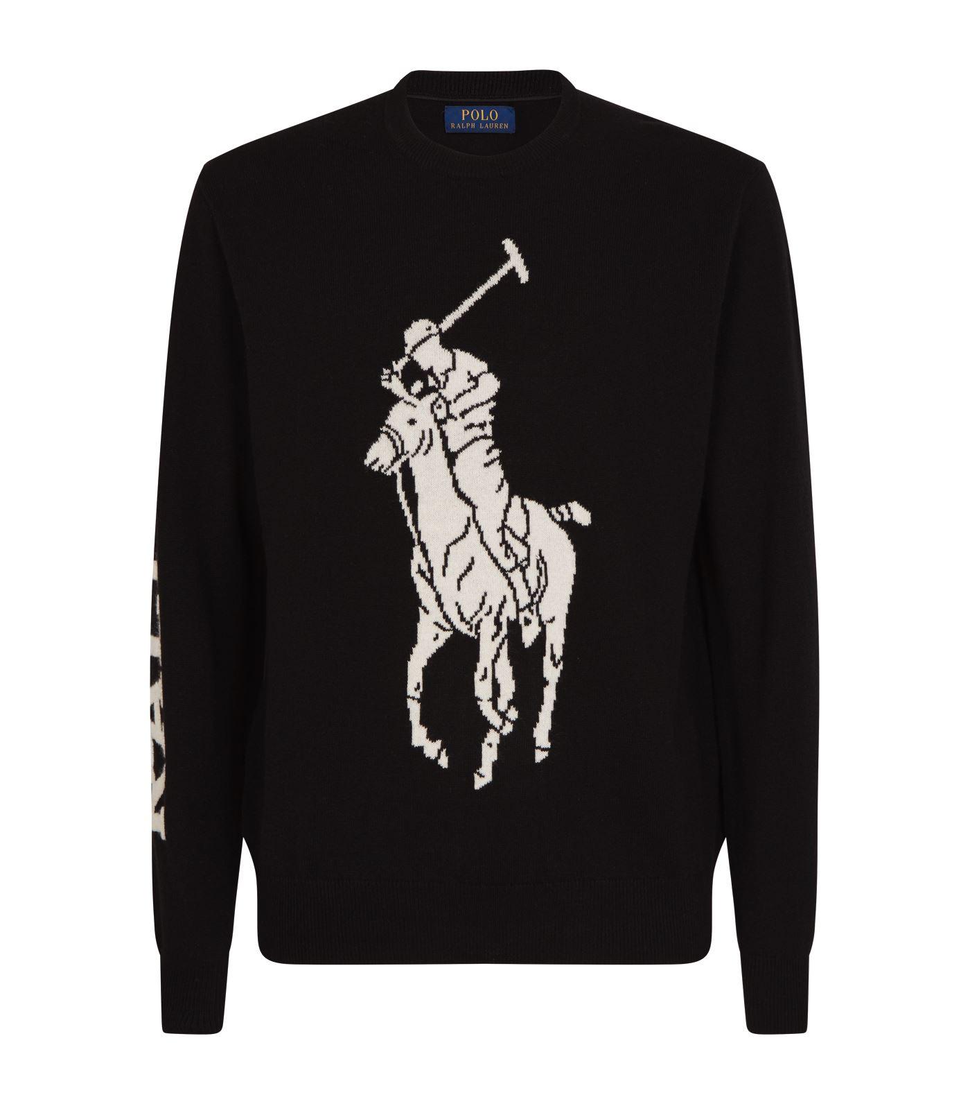 Polo Ralph Lauren Big Polo Pony Wool Sweater in Black for Men | Lyst