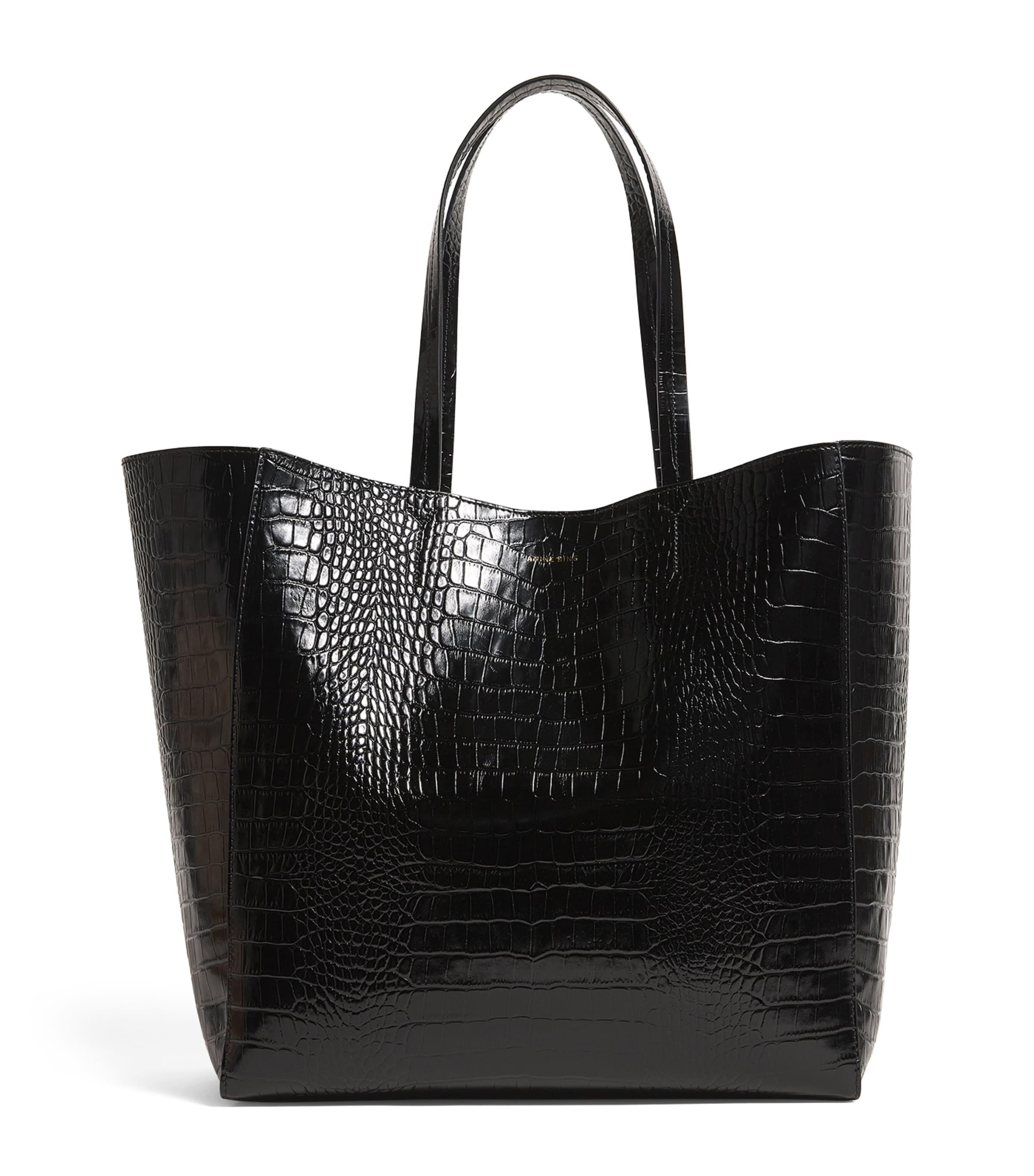 Anine Bing Croc Embossed Leather Elly Tote Bag in Black Lyst UK