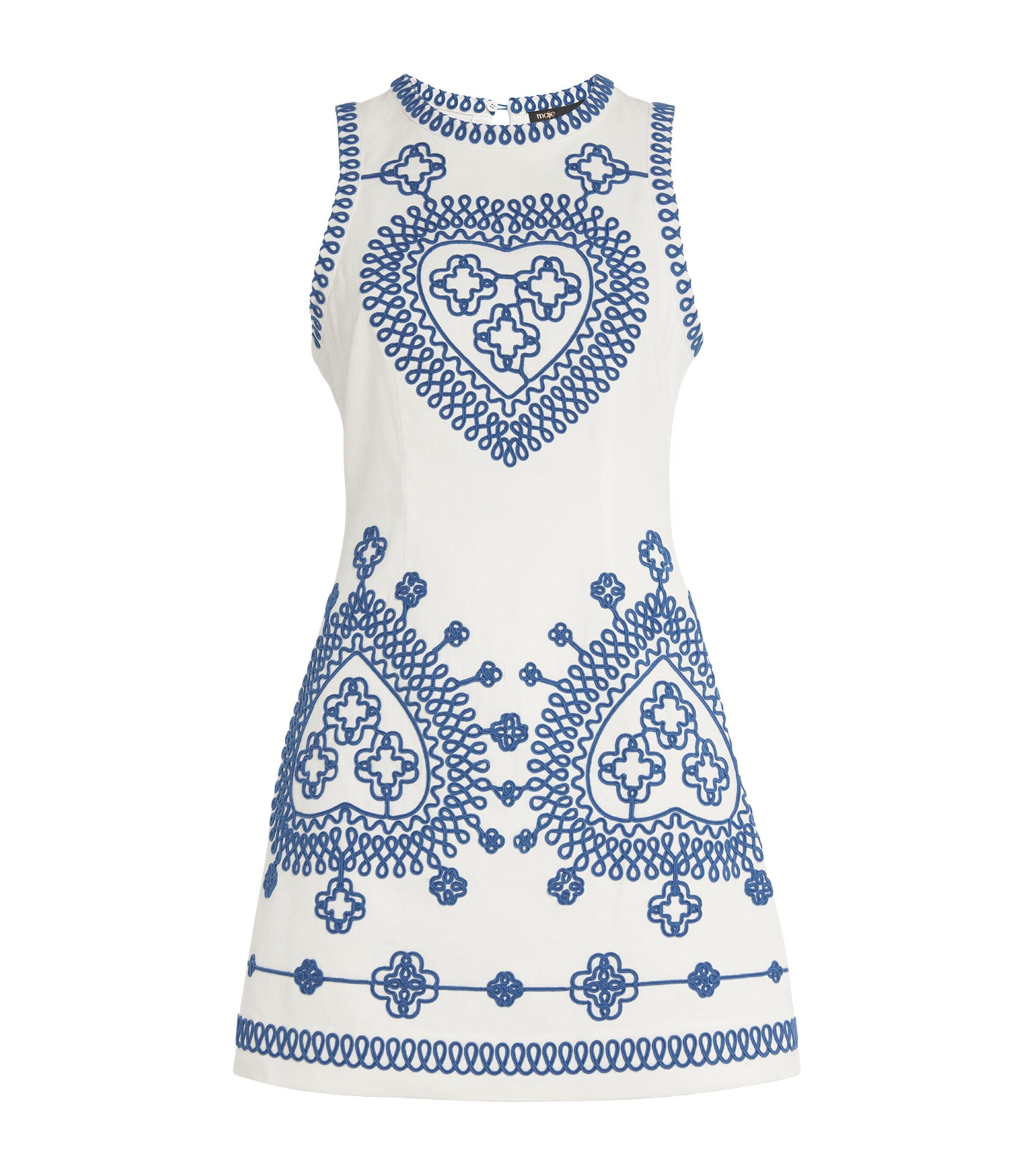 Maje Embroidered Mini Dress in Blue | Lyst Maje Embroidered Mini Dress in Blue | Lyst