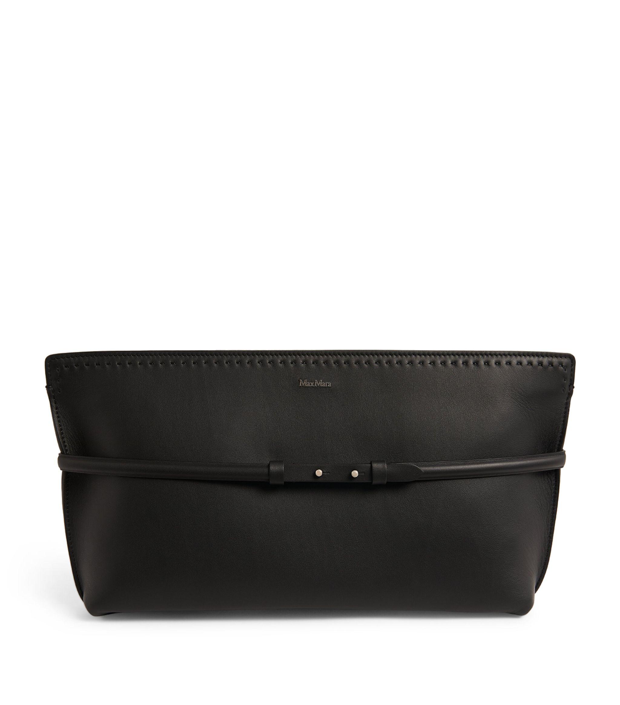 Max Mara Leather Archetipo Clutch Bag in Black | Lyst