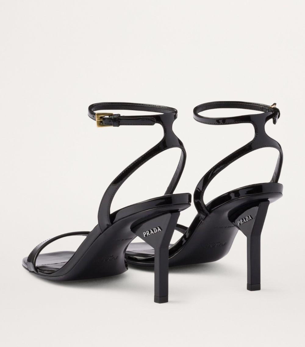 靴 PRADA Leather Strap Heels Prada 75mm triangle-logo Leather Pumps | Black | FARFETCH ZA