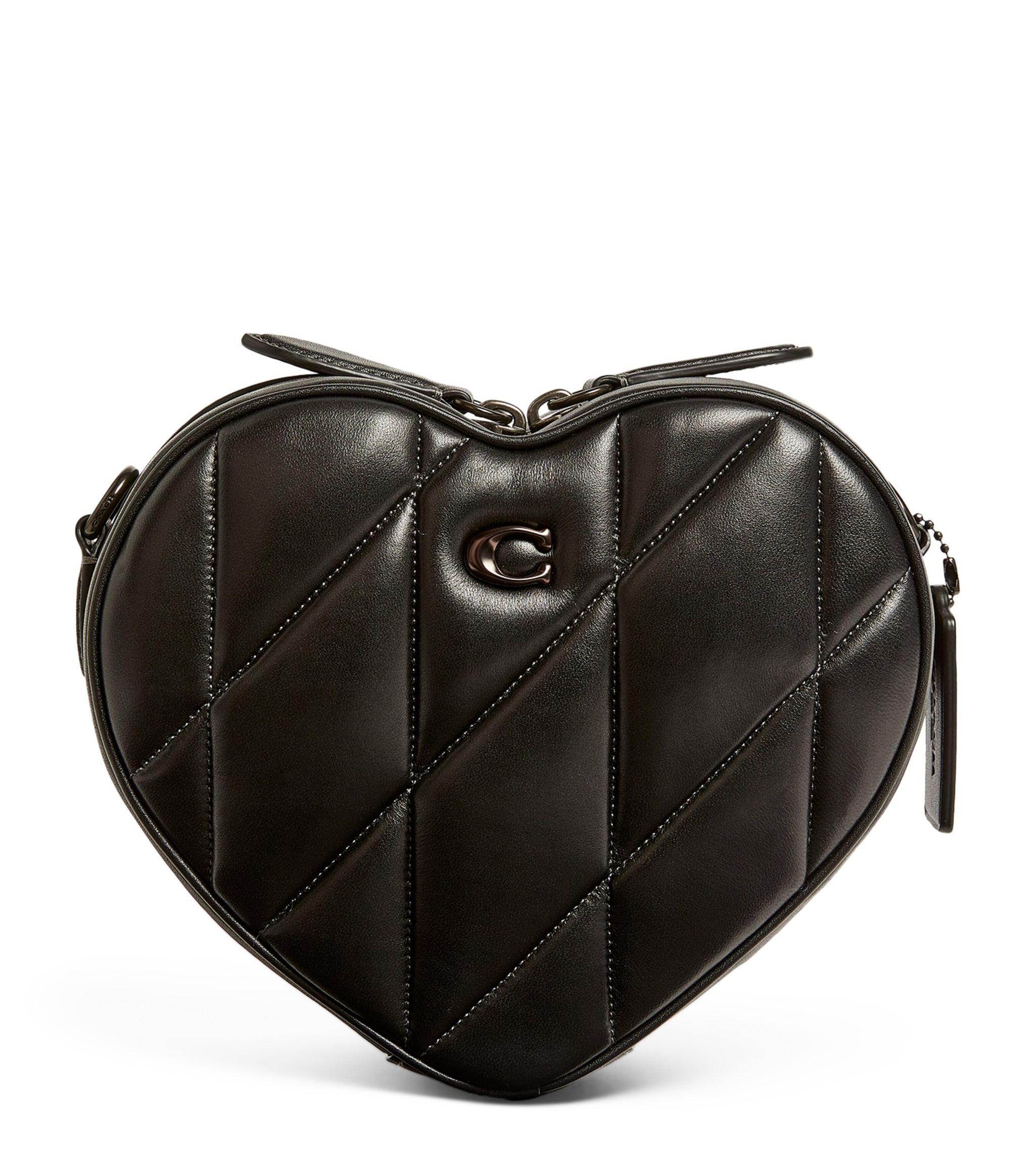 Coach Heart Quilted Leather Crossbody Bag Black