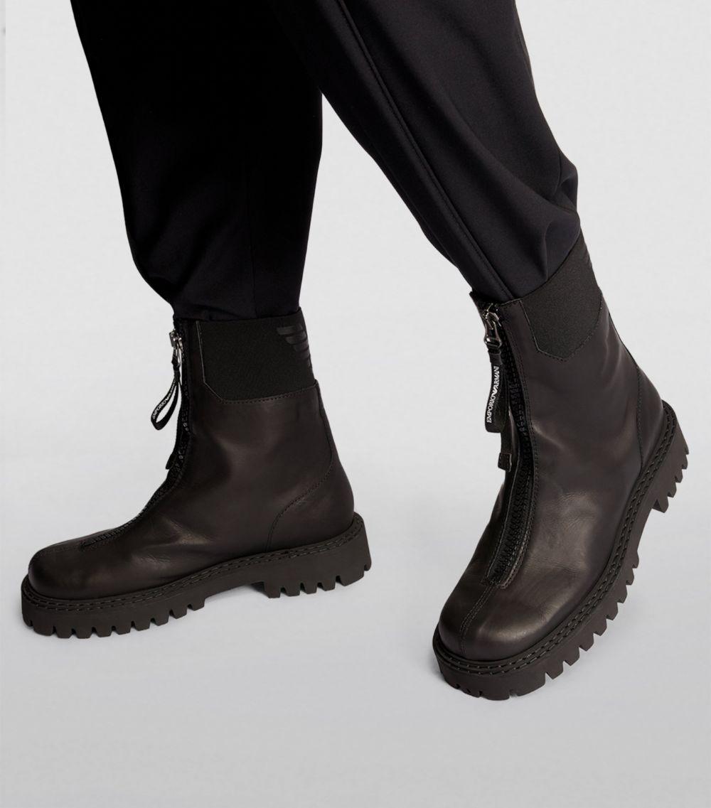 靴 00s EMPORIO ARMANI Leather Boots Emporio Armani Leather Zip-Up Ankle Boots in Black for Men | Lyst