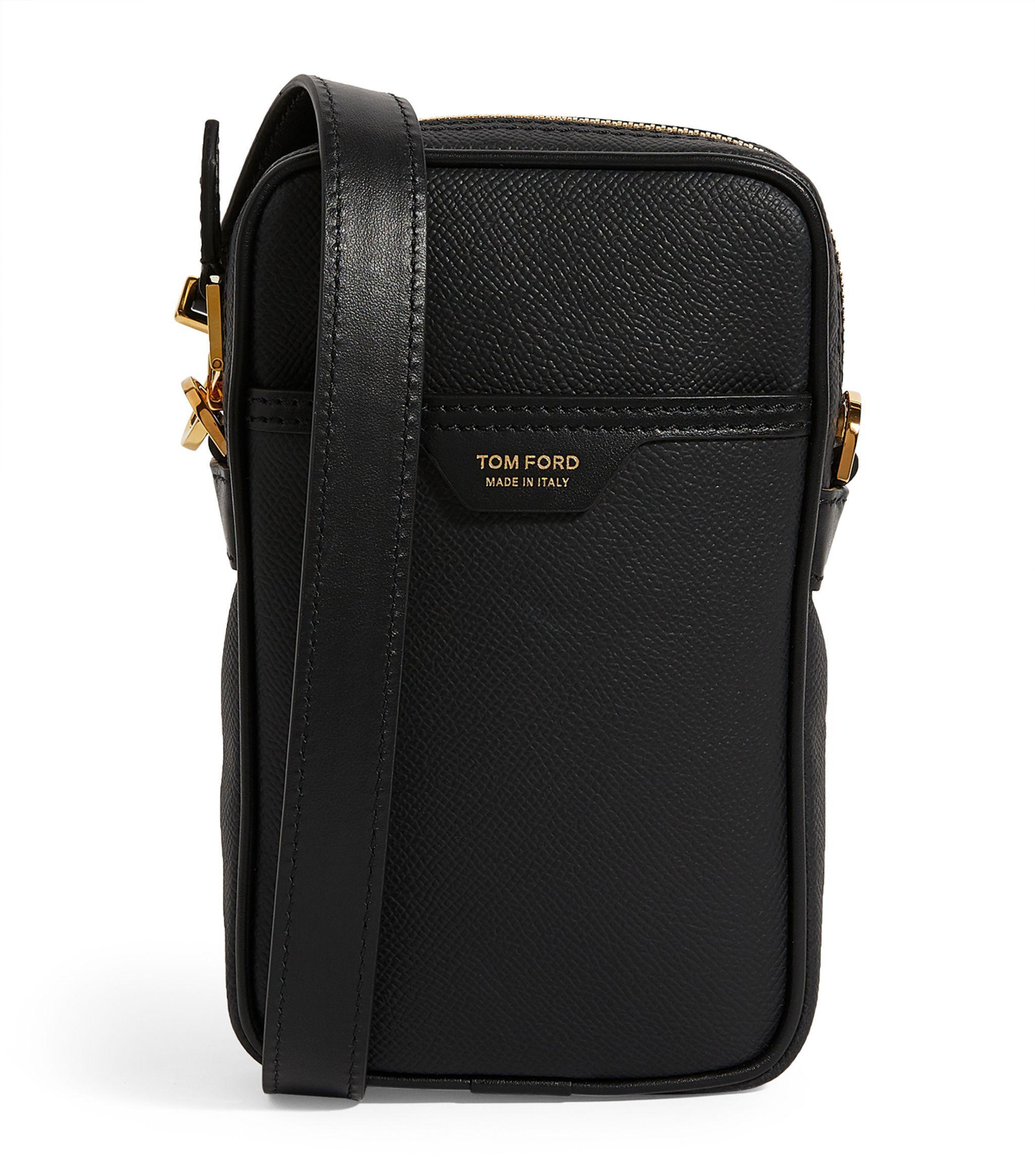 Tom Ford Mini Leather Messenger Bag in Black for Men - Lyst