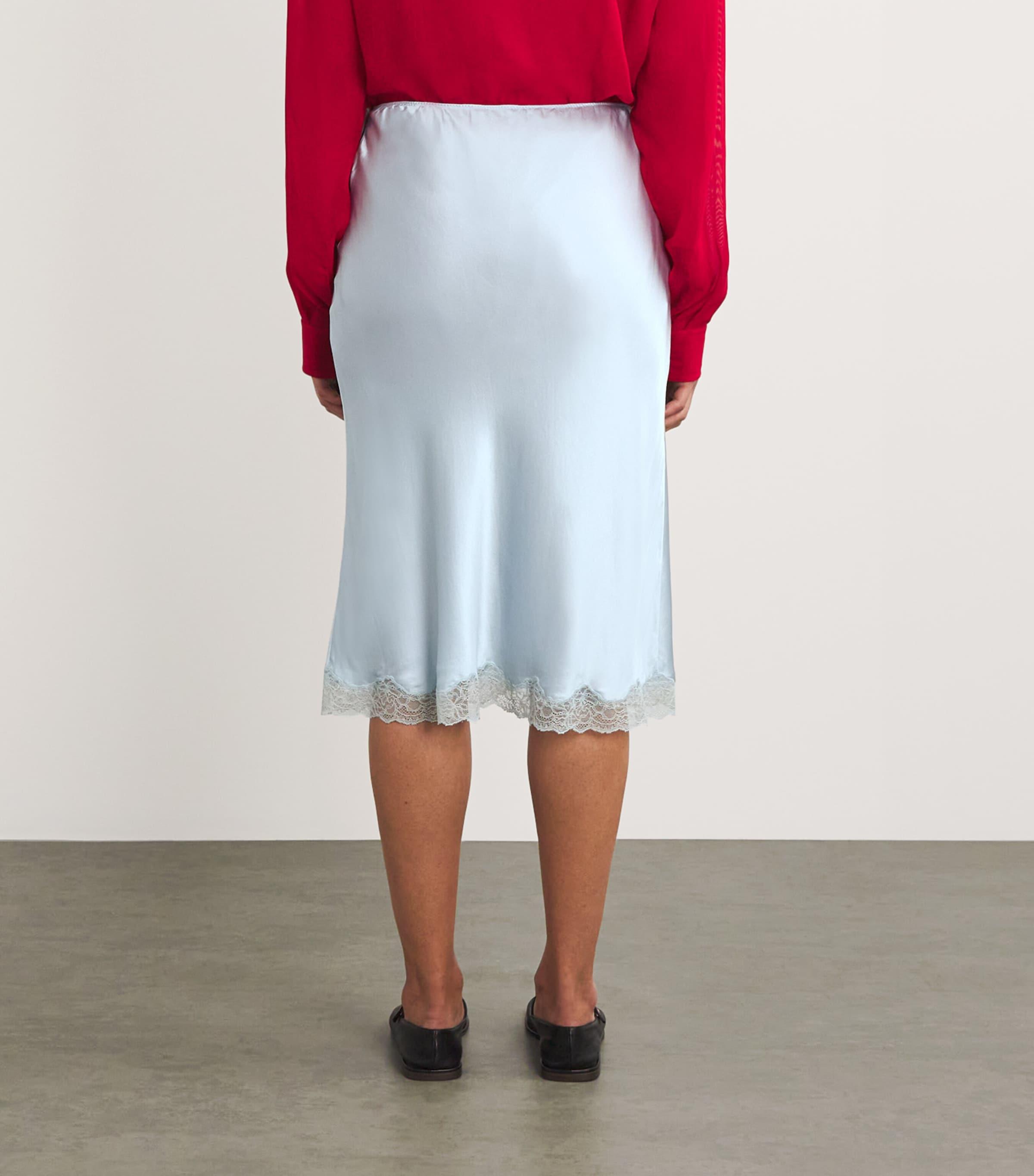 The Row Irene Silk Slip Skirt in Blue | Lyst