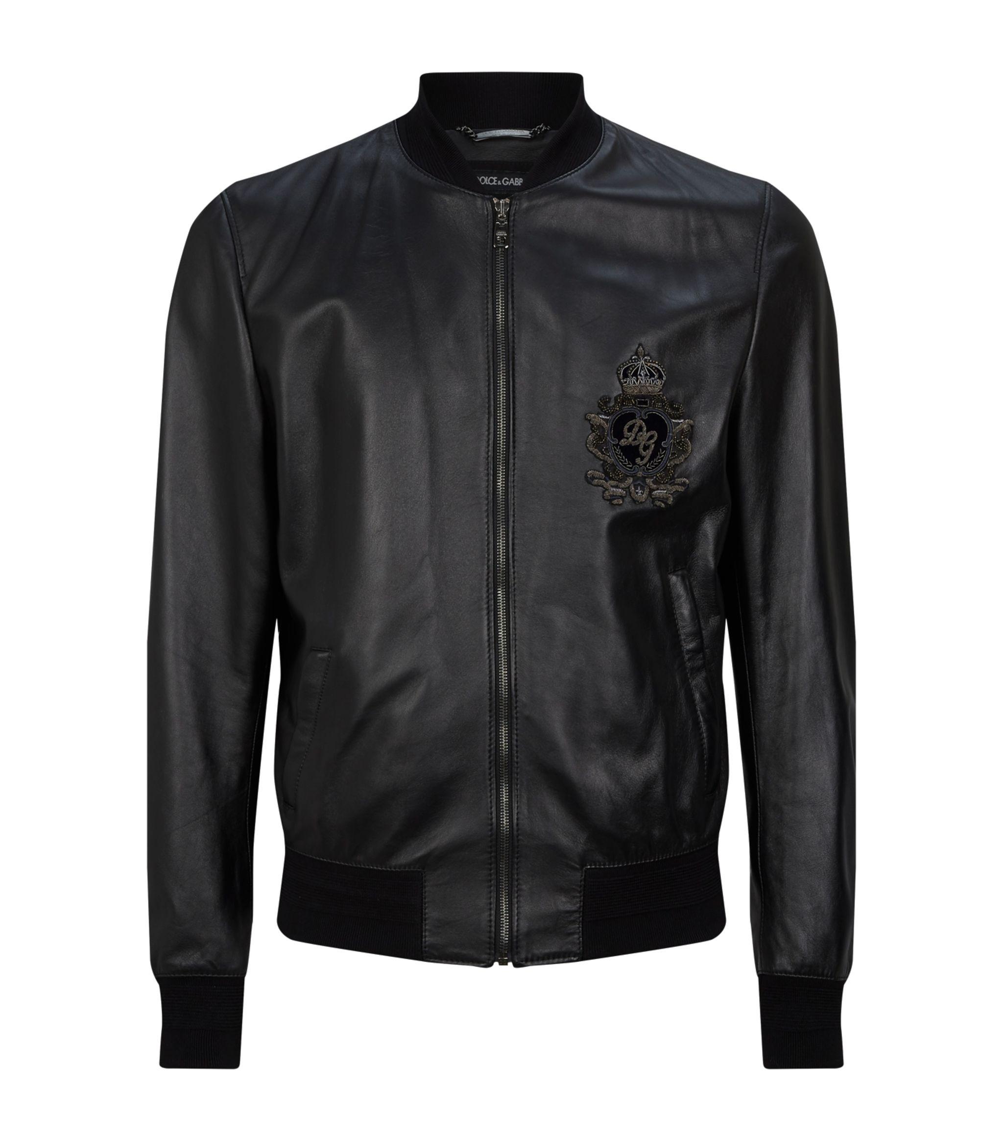 Dolce & Gabbana Logo Leather Jacket in Black for Men - Lyst