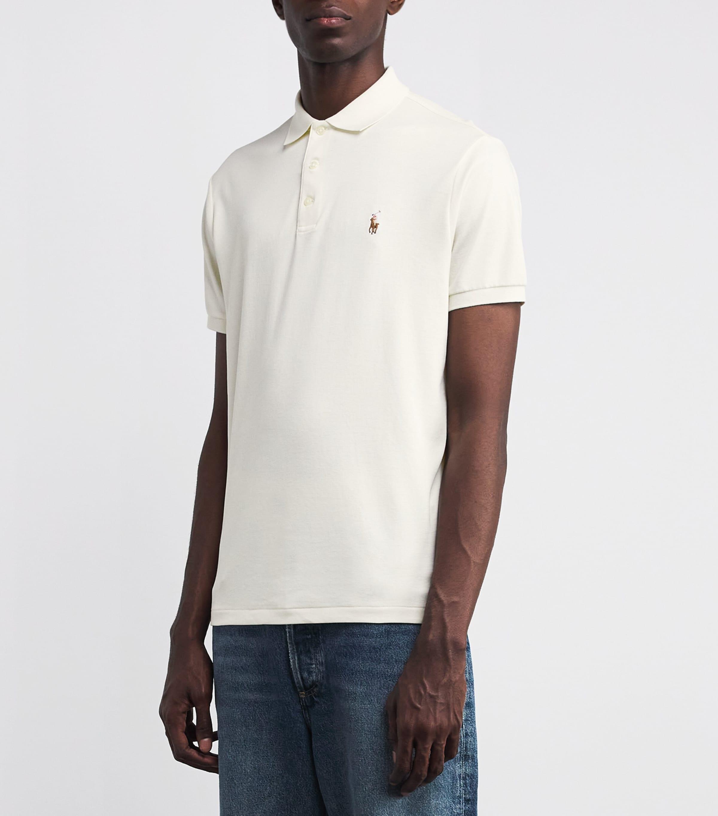 Polo Ralph Lauren White T Shirt Custom Slim Fit Stretch Mesh Polo 