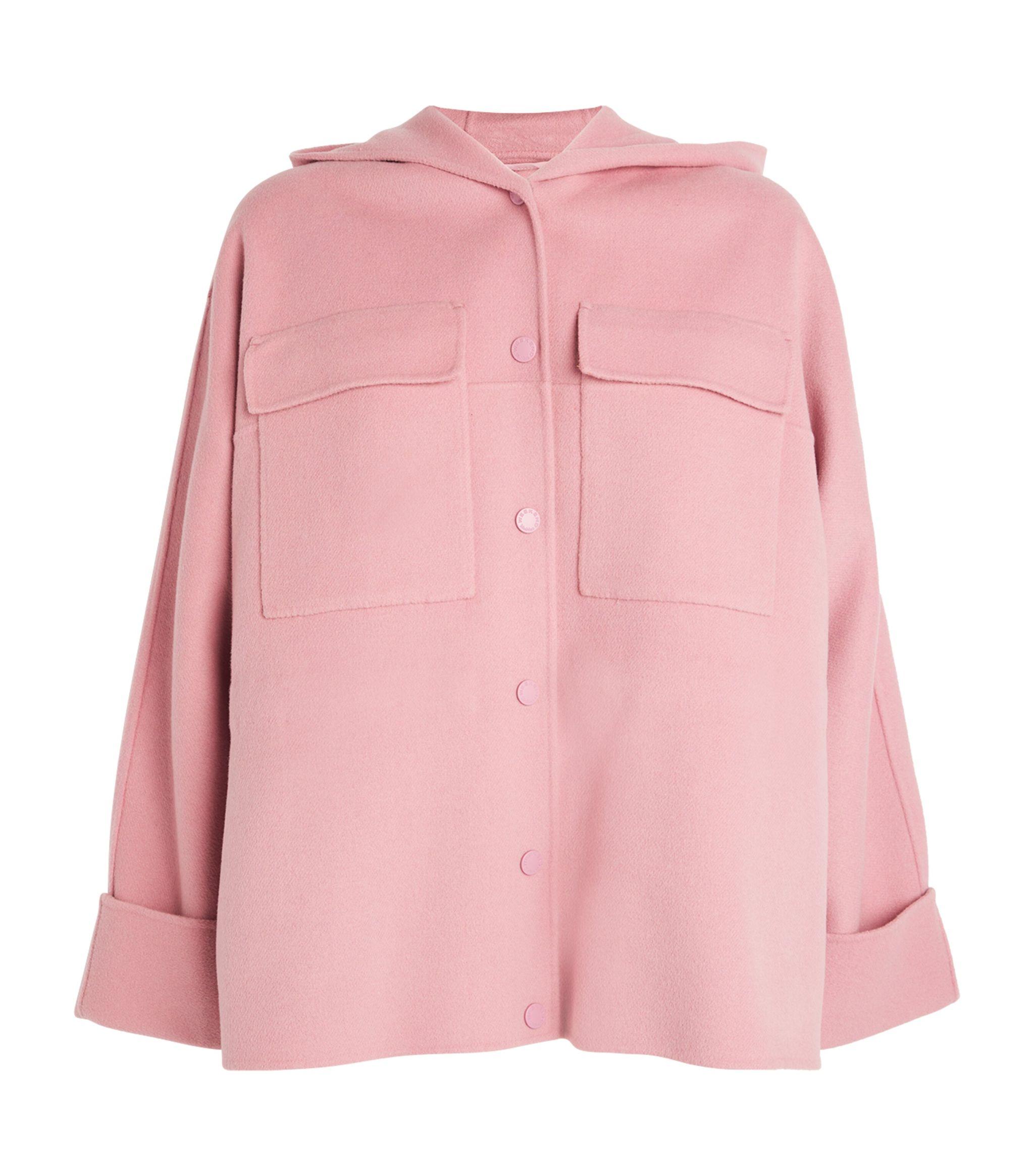 Weekend by Maxmara Wool-blend Hooded Coat in Pink | Lyst