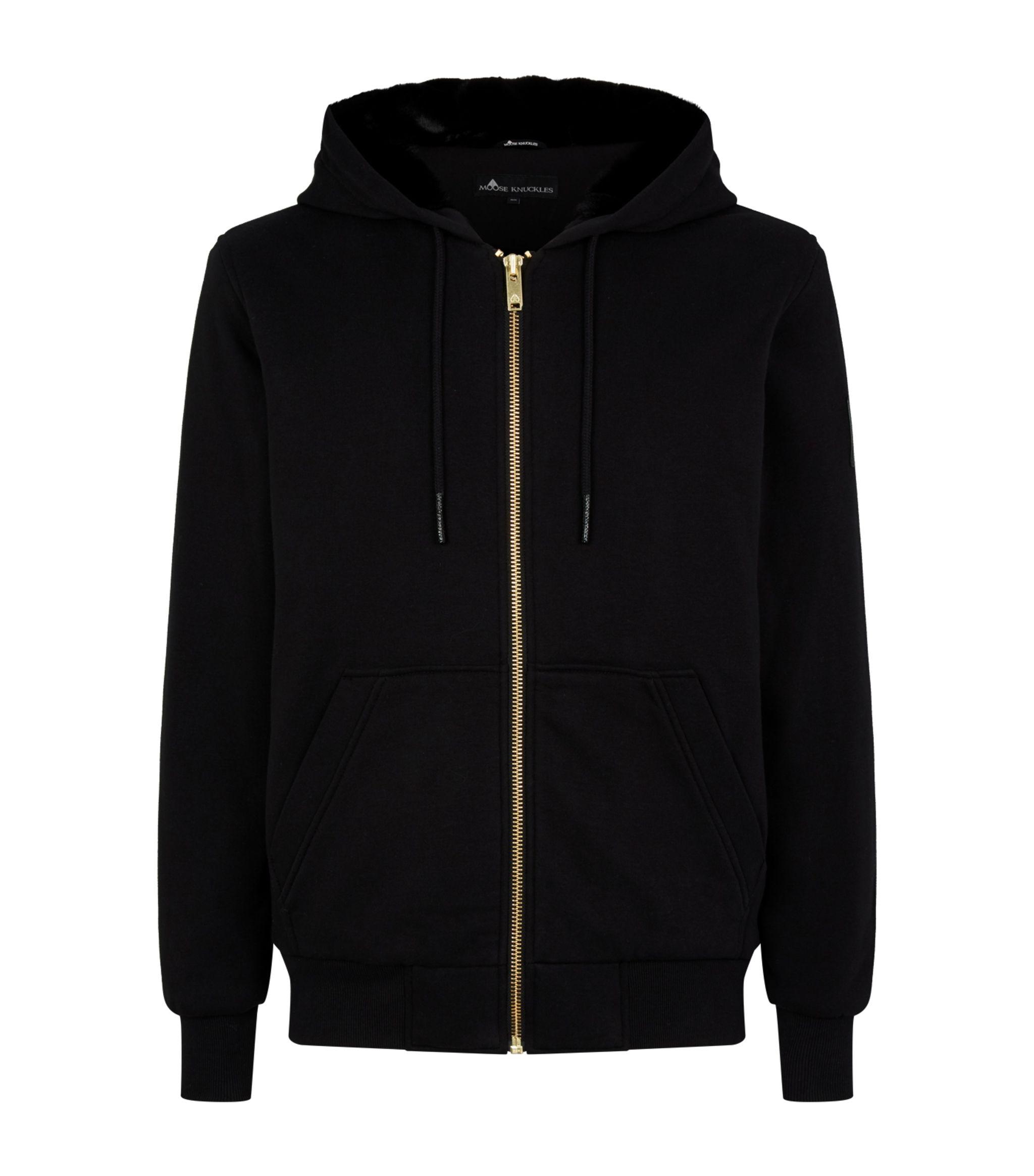 Moose Knuckles Gold Bunny Zip-up Sweatshirt in Black for Men | Lyst