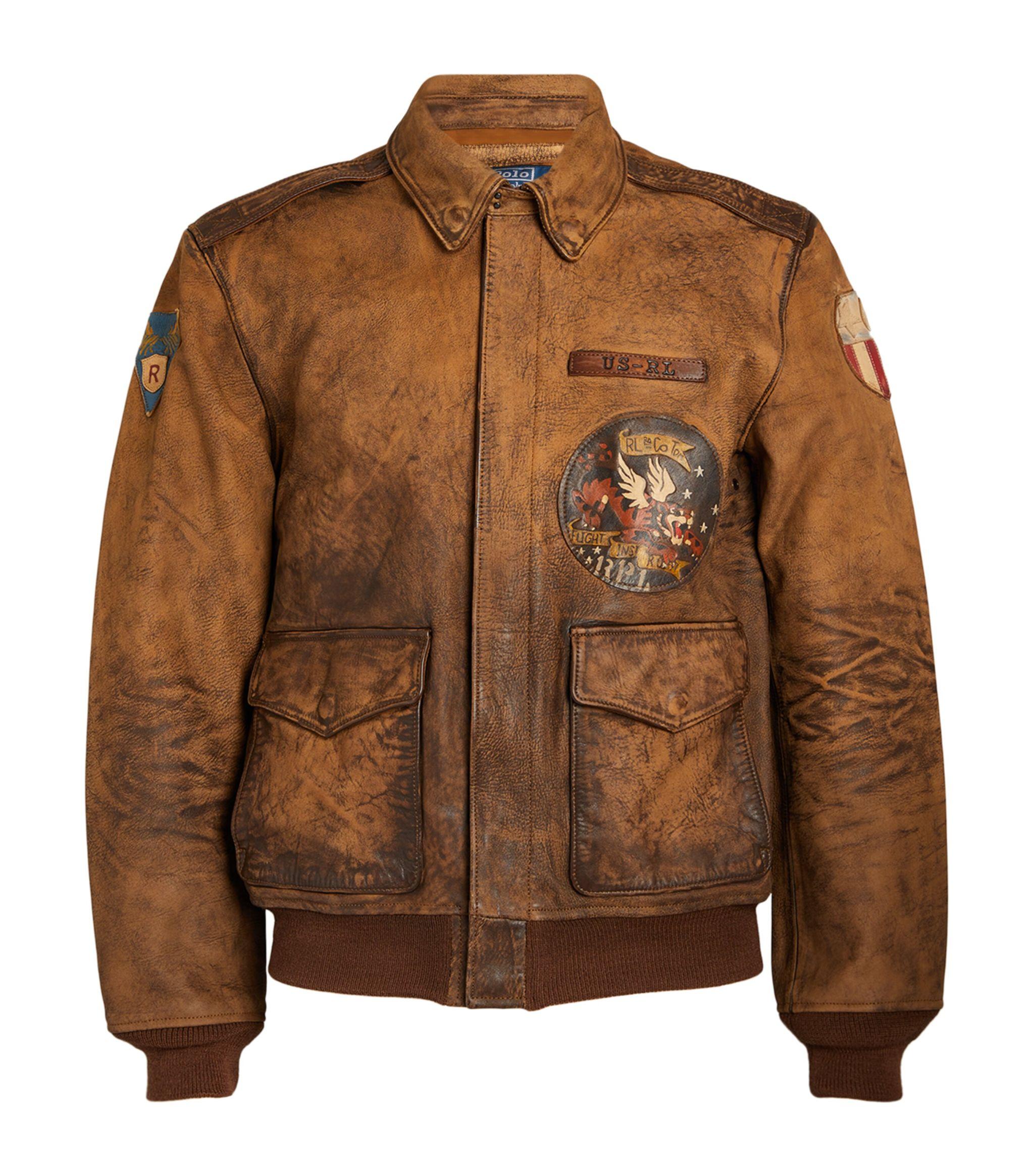 Polo Ralph Lauren Leather Aviator Jacket in Brown for Men | Lyst