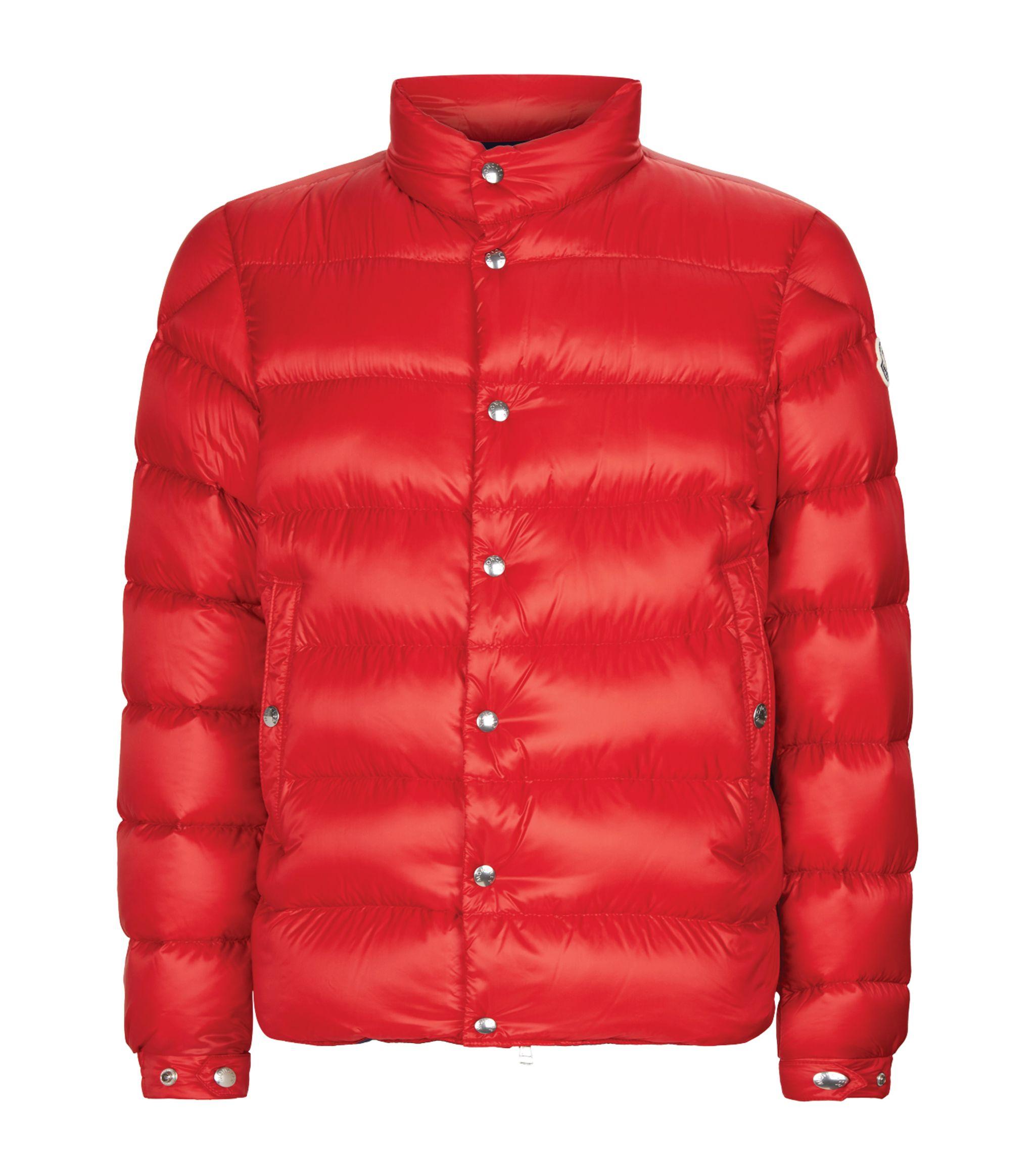 Moncler Goose Piriac Big Logo Down Jacket in Red for Men | Lyst