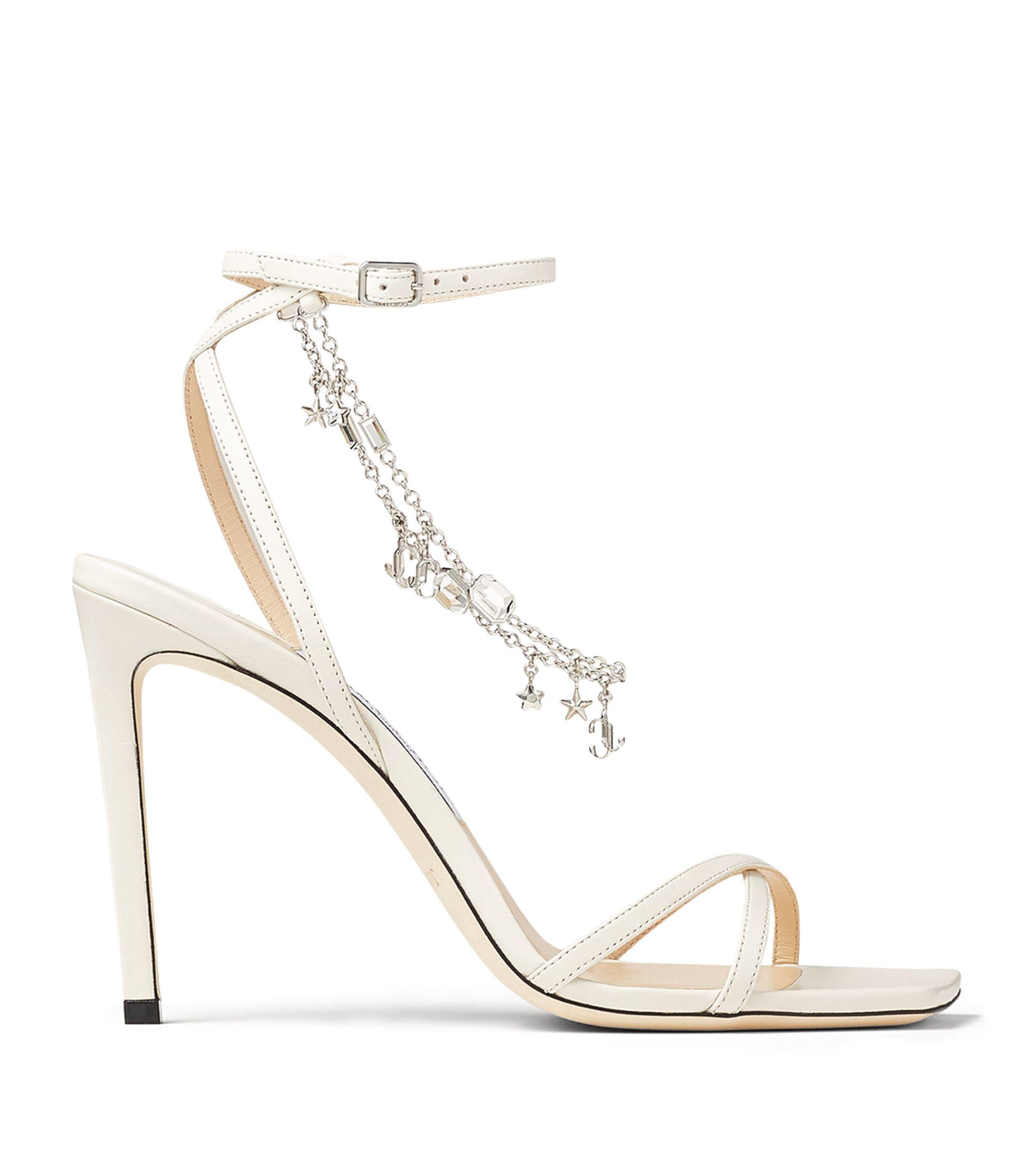 Jimmy Choo Metz 100 Leather Sandals in White - Lyst