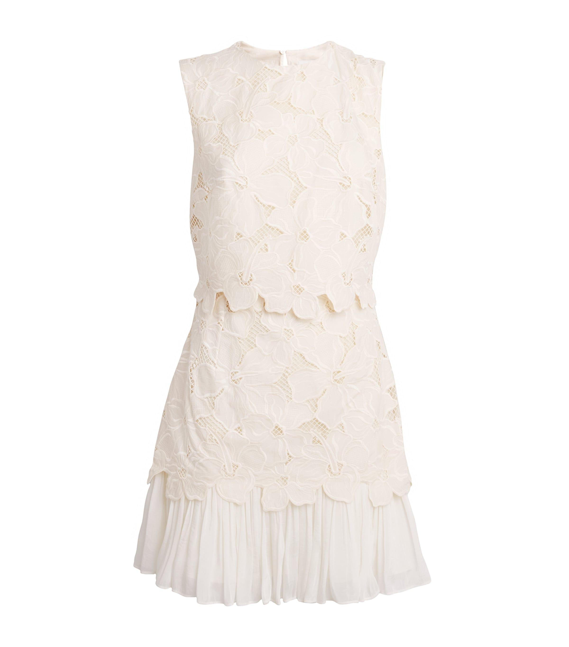 Sandro Guipure Lace Mini Dress in Natural | Lyst Sandro Guipure Lace Mini Dress in Natural | Lyst