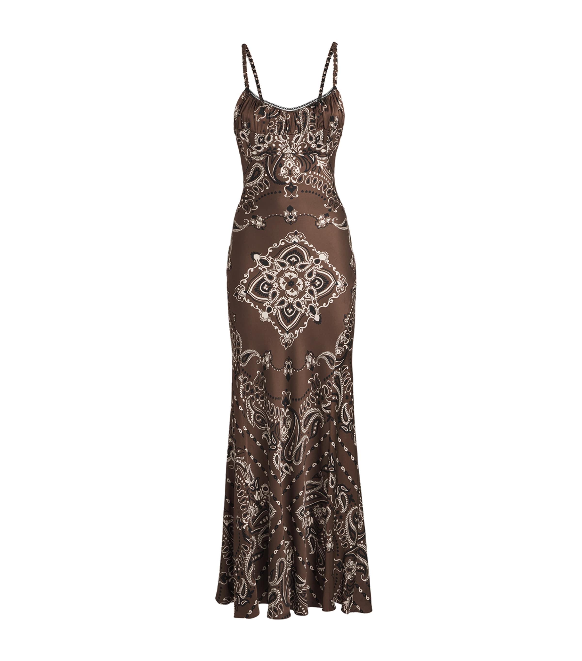brown bandana dress The GREAT. The Tulsa Dress | Tan/Print | Size 2