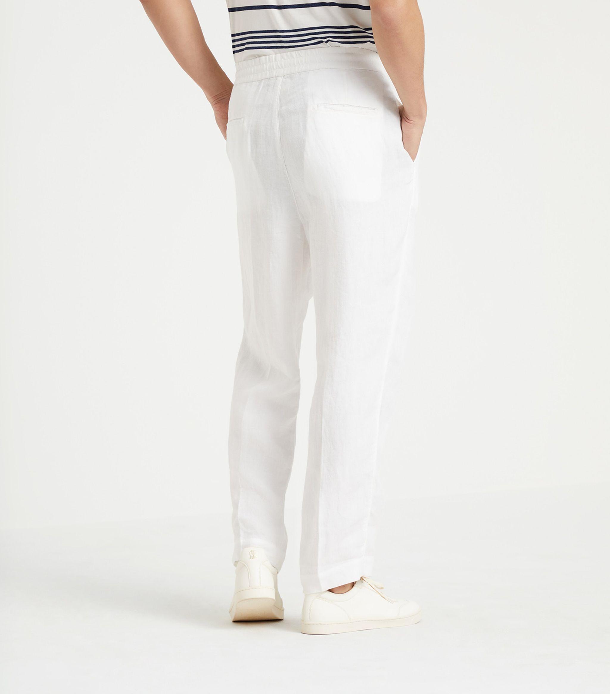 Brunello Cucinelli Linen Gabardine Leisure Drawstring Trousers in White for  Men