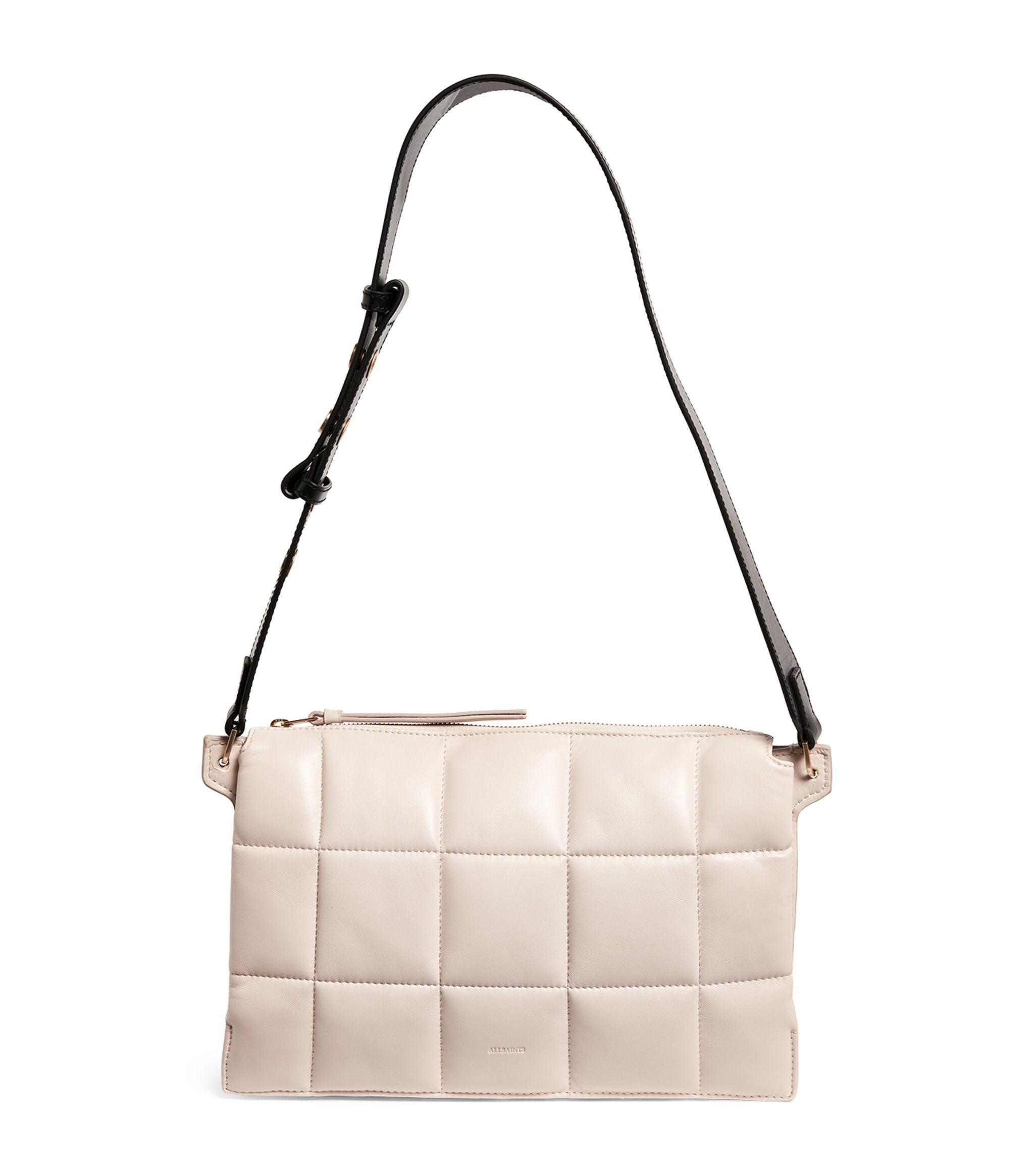 AllSaints Leather Sheringham Quilted Shoulder Bag in White | Lyst UK
