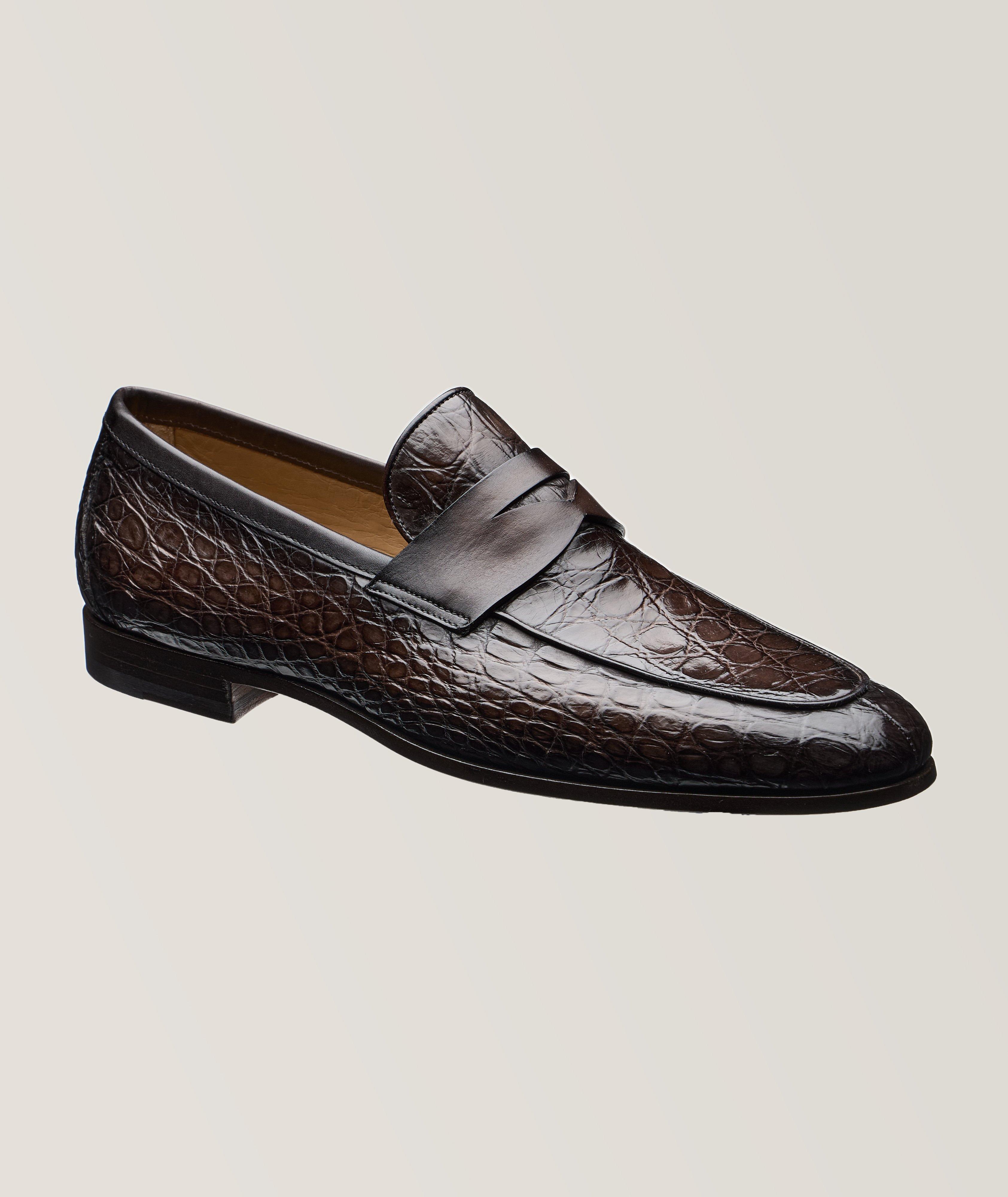 Magnanni Viggo Crocodile Leather Penny Loafers in Black for Men Lyst