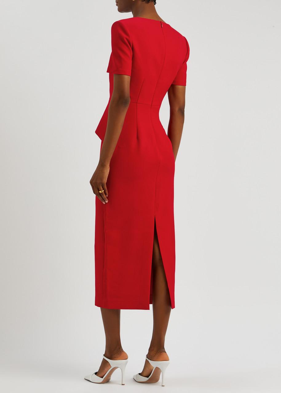 Roland Mouret Peplum Midi Dress in Red Lyst UK