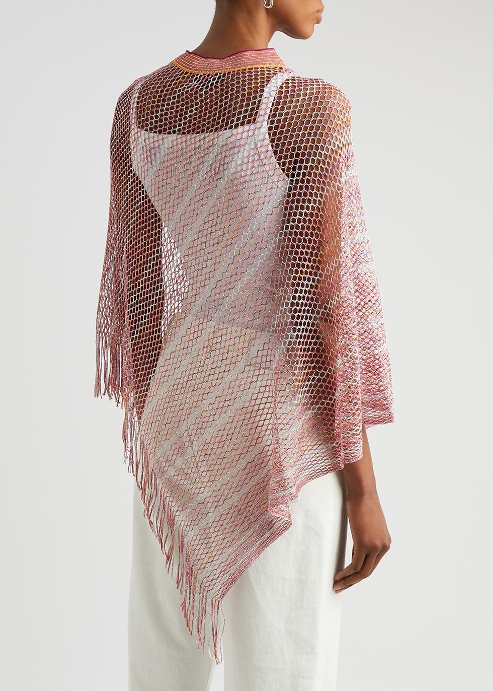 bord Svin Byg op Missoni Metallic Open-knit Poncho in Pink | Lyst