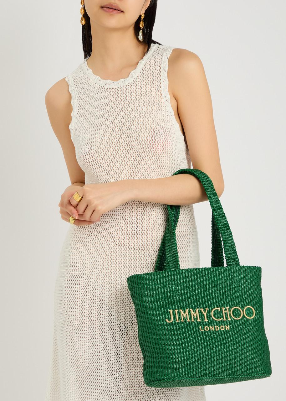 Jimmy Choo Beach Medium Raffia Tote in Green | Lyst
