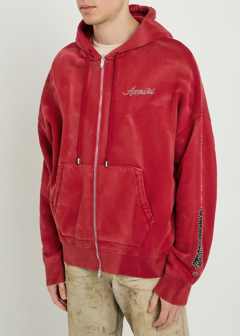 Amiri Bones Embellished Hooded Cotton Sweatshirt in Red for Men | Lyst Amiri Bones Embellished Hooded Cotton Sweatshirt in Red for Men | Lyst