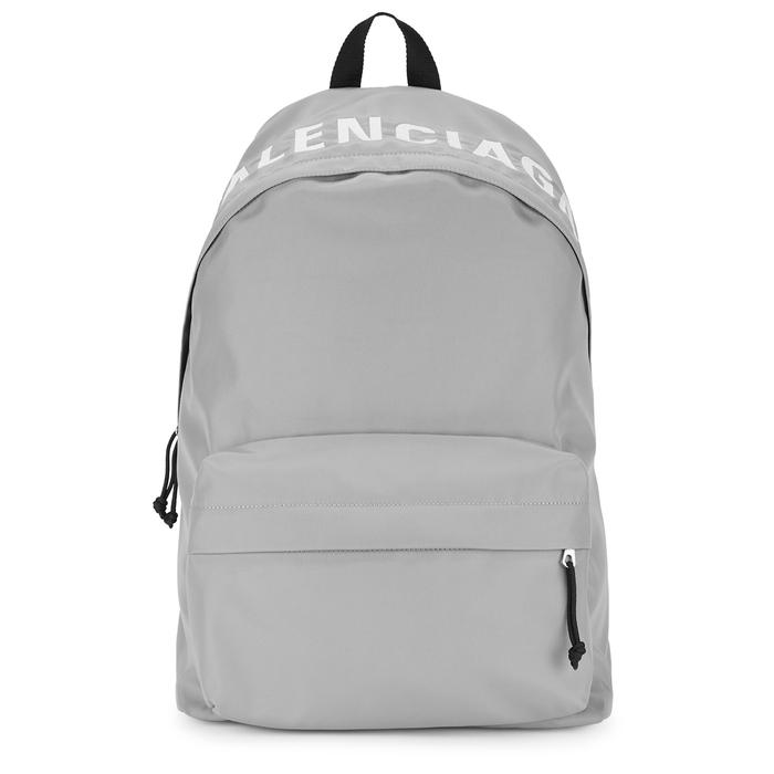 Balenciaga Grey Embroidered Shell Backpack in Gray for Men - Lyst