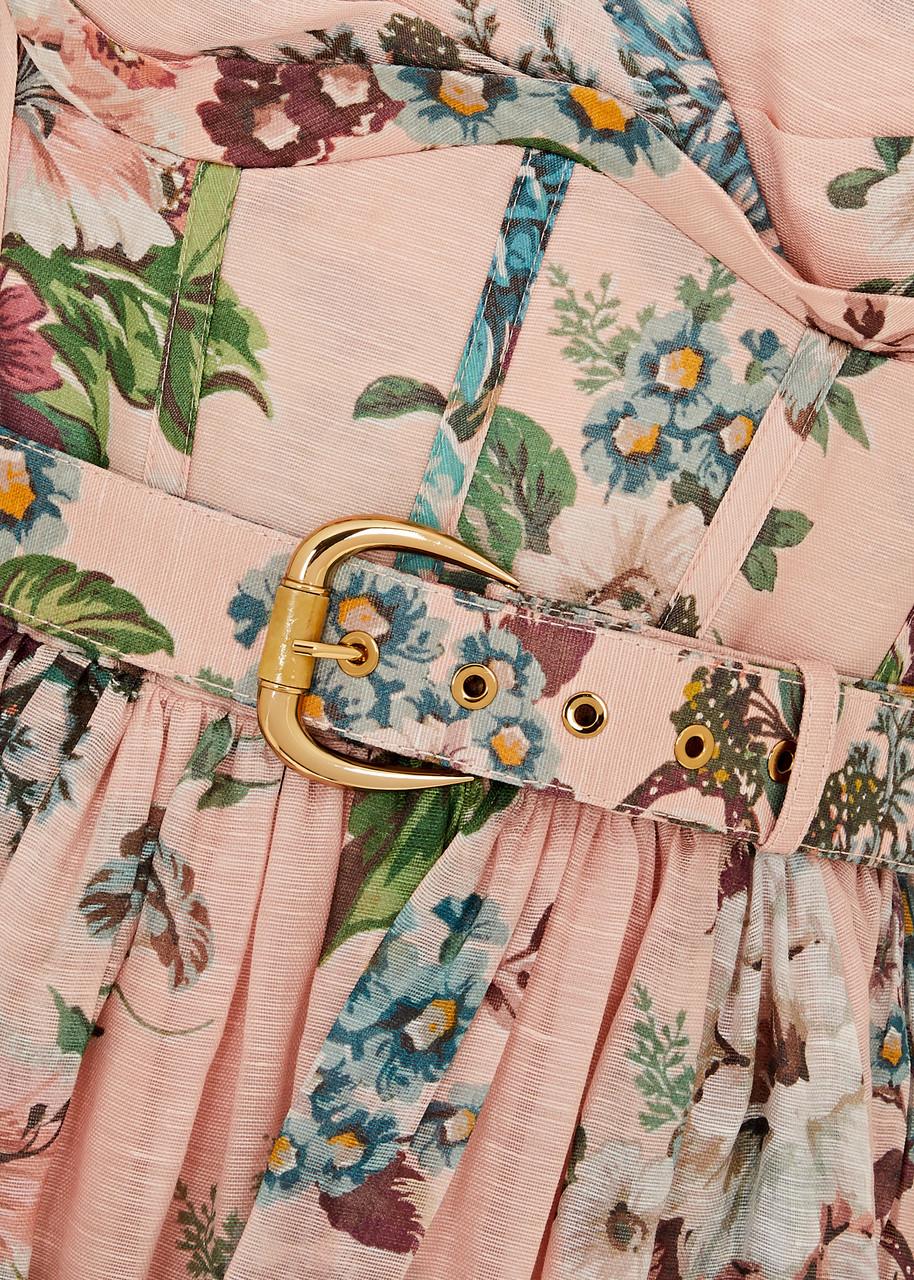 Zimmermann Matchmaker Floral-print Linen-blend Midi Dress in Natural | Lyst