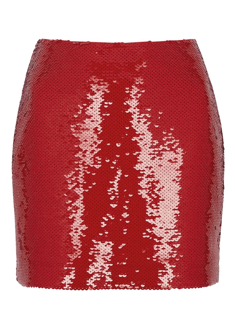 Nue Studio Jemma Sequin Mini Skirt in Red | Lyst