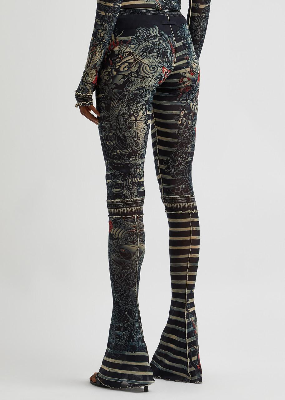 Jean Paul Gaultier Sailor Tattoo Flared Tulle leggings in Black | Lyst